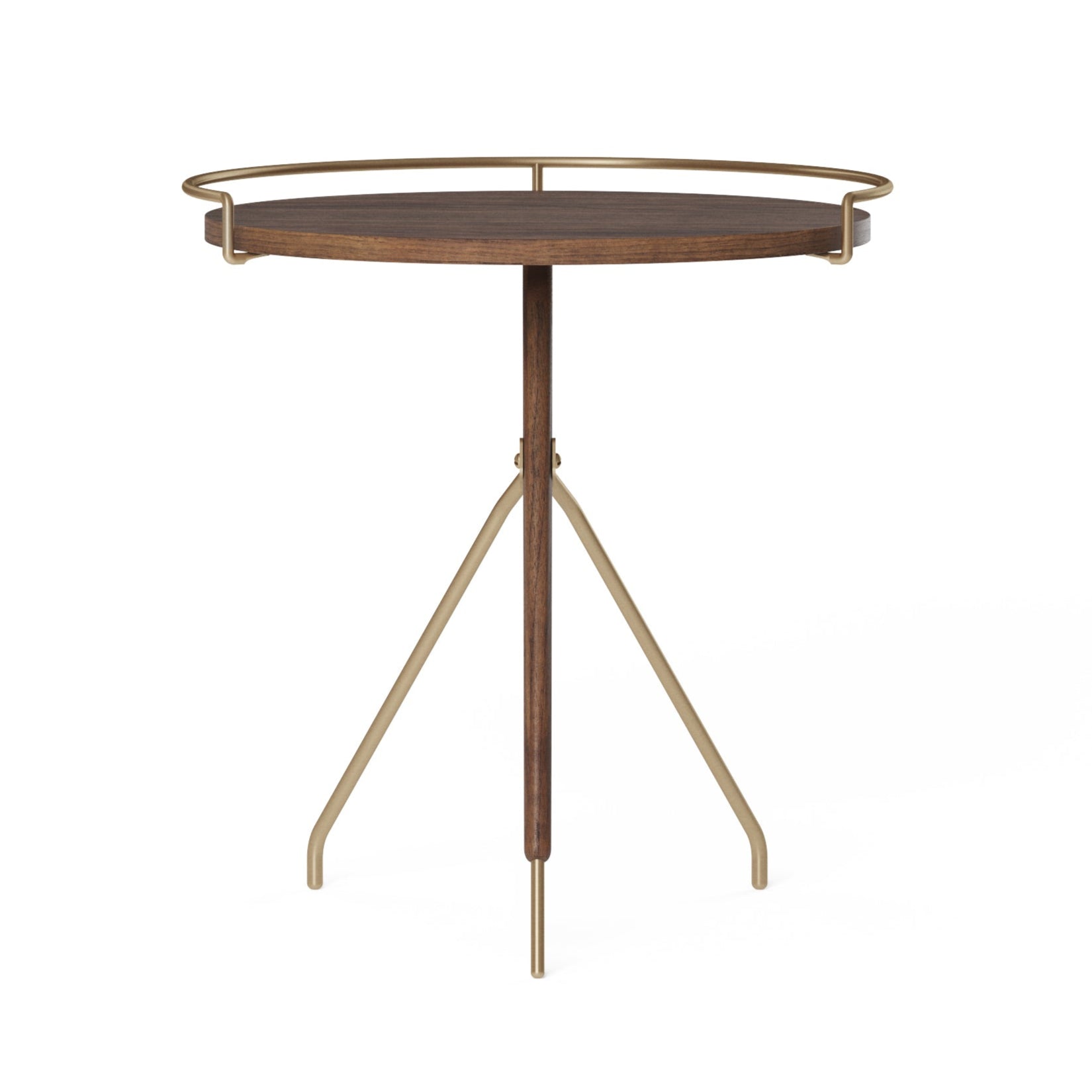 UMANOFF side table walnut wood with brass finish