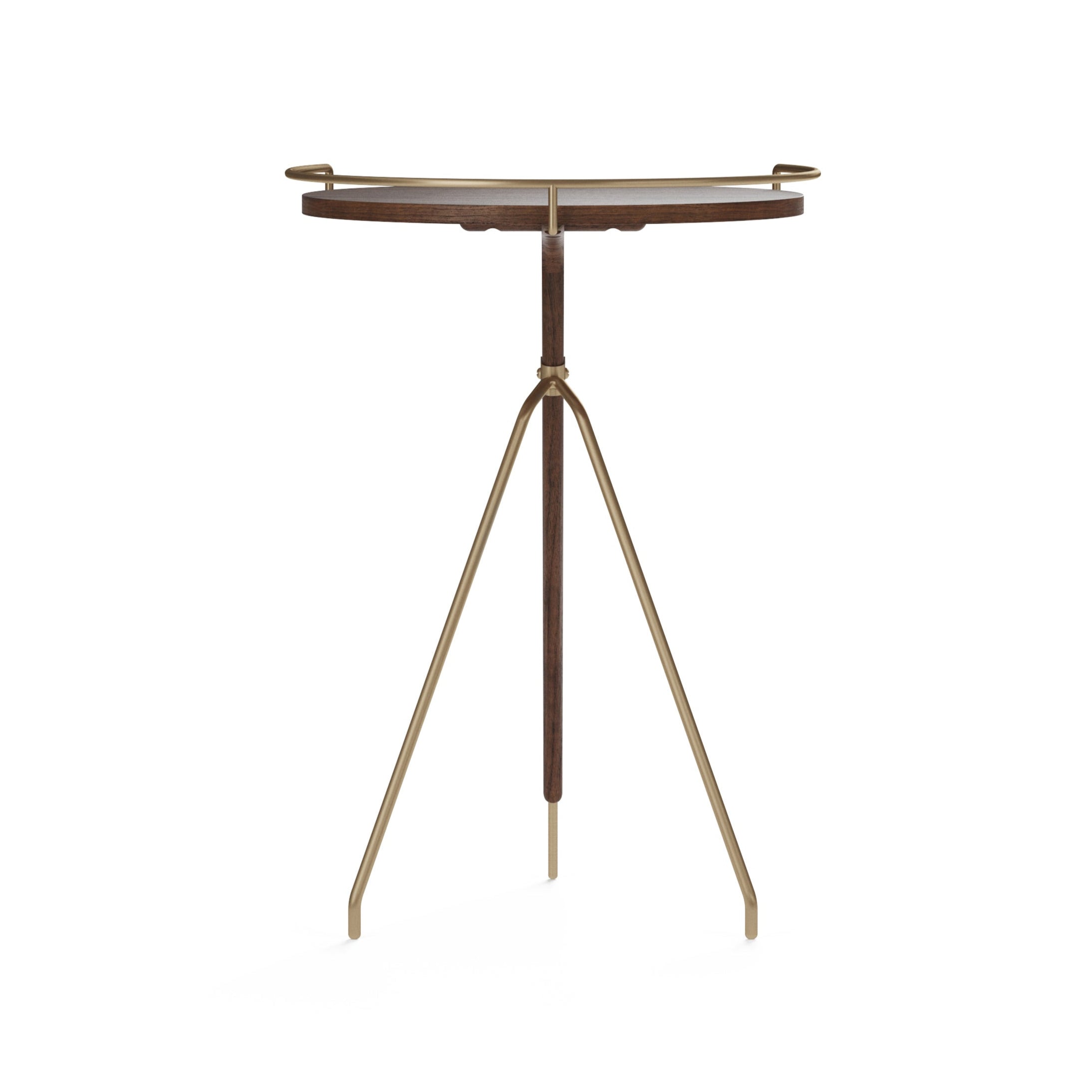 UMANOFF side table walnut wood with brass finish