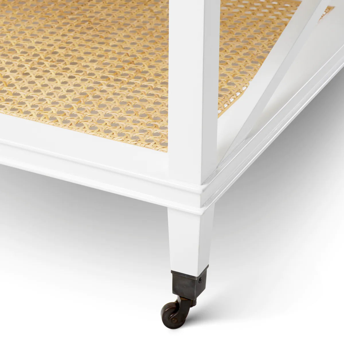 Bahamas Rattan Couchtisch mit einer weißen Basis