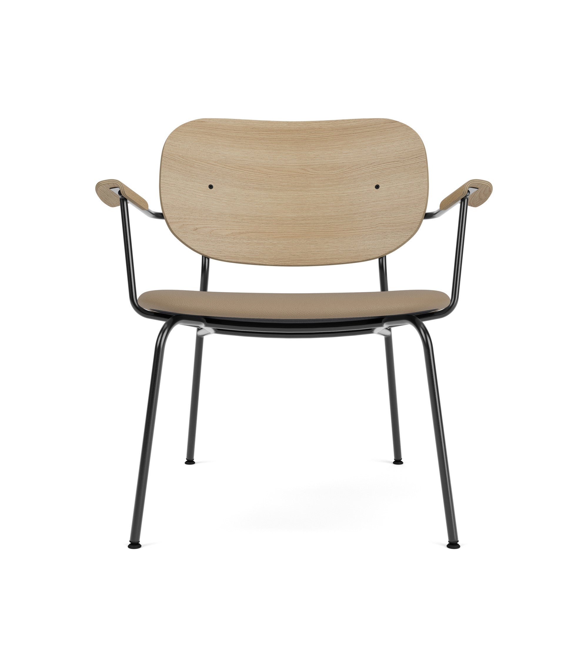 Beiger Sessel mit Eichenrücken