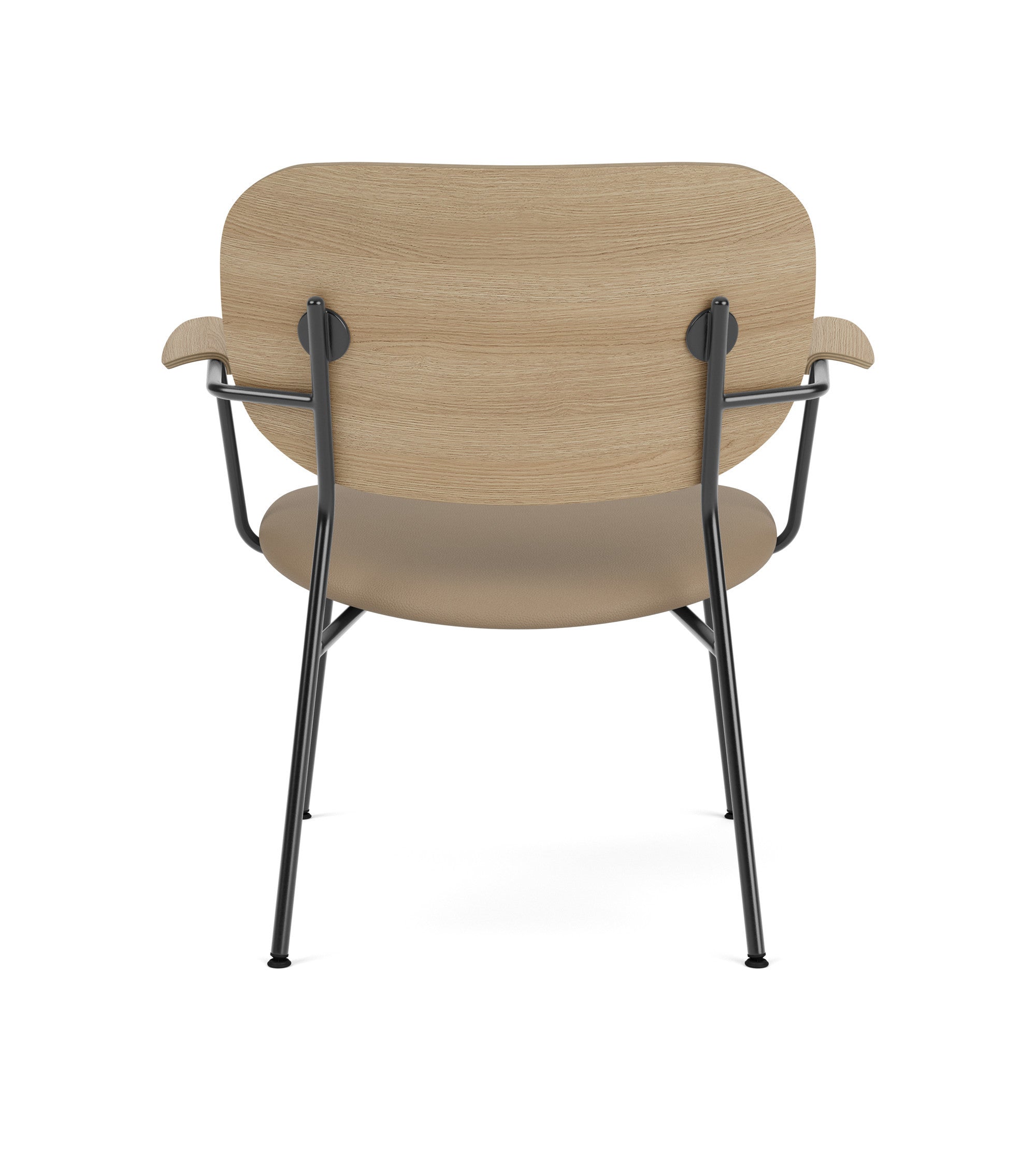 Beiger Sessel mit Eichenrücken