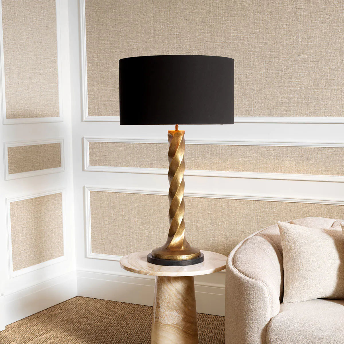 COSTANZA table lamp in antique gold with a granite base