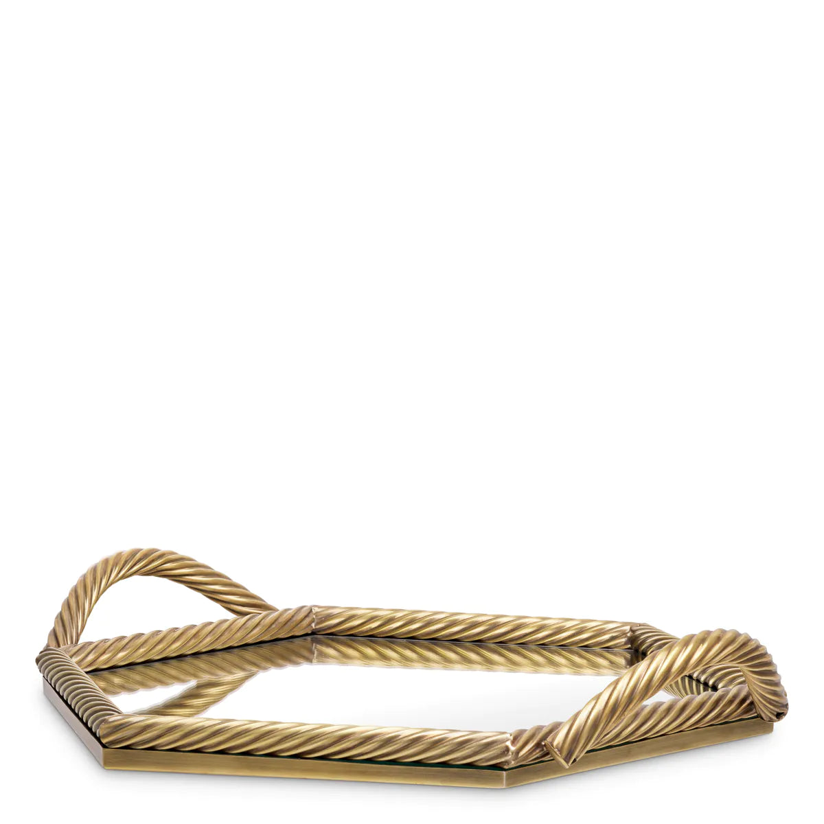 Glass tray SALVI HEXAGON antique brass