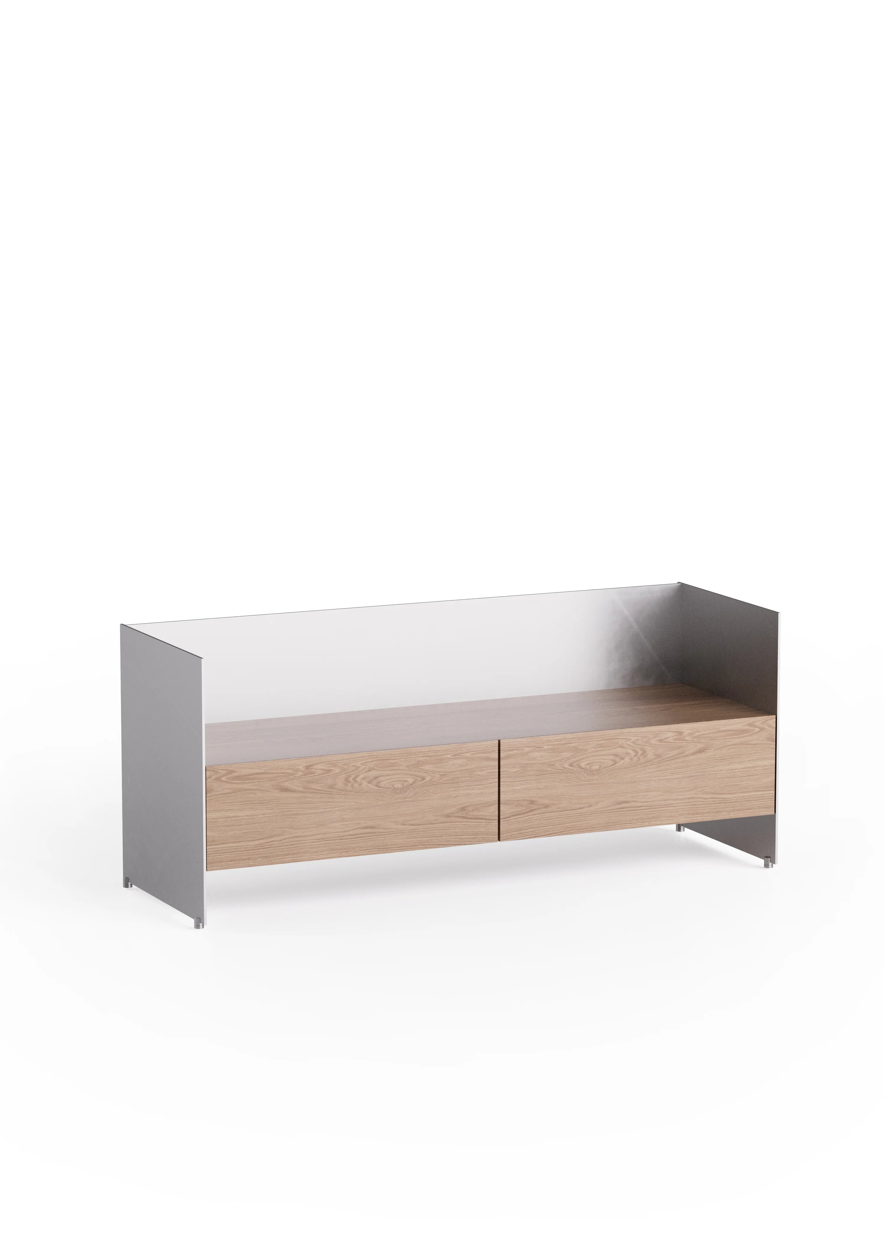 ALOX 120 kast van eikenhout met aluminium afwerking