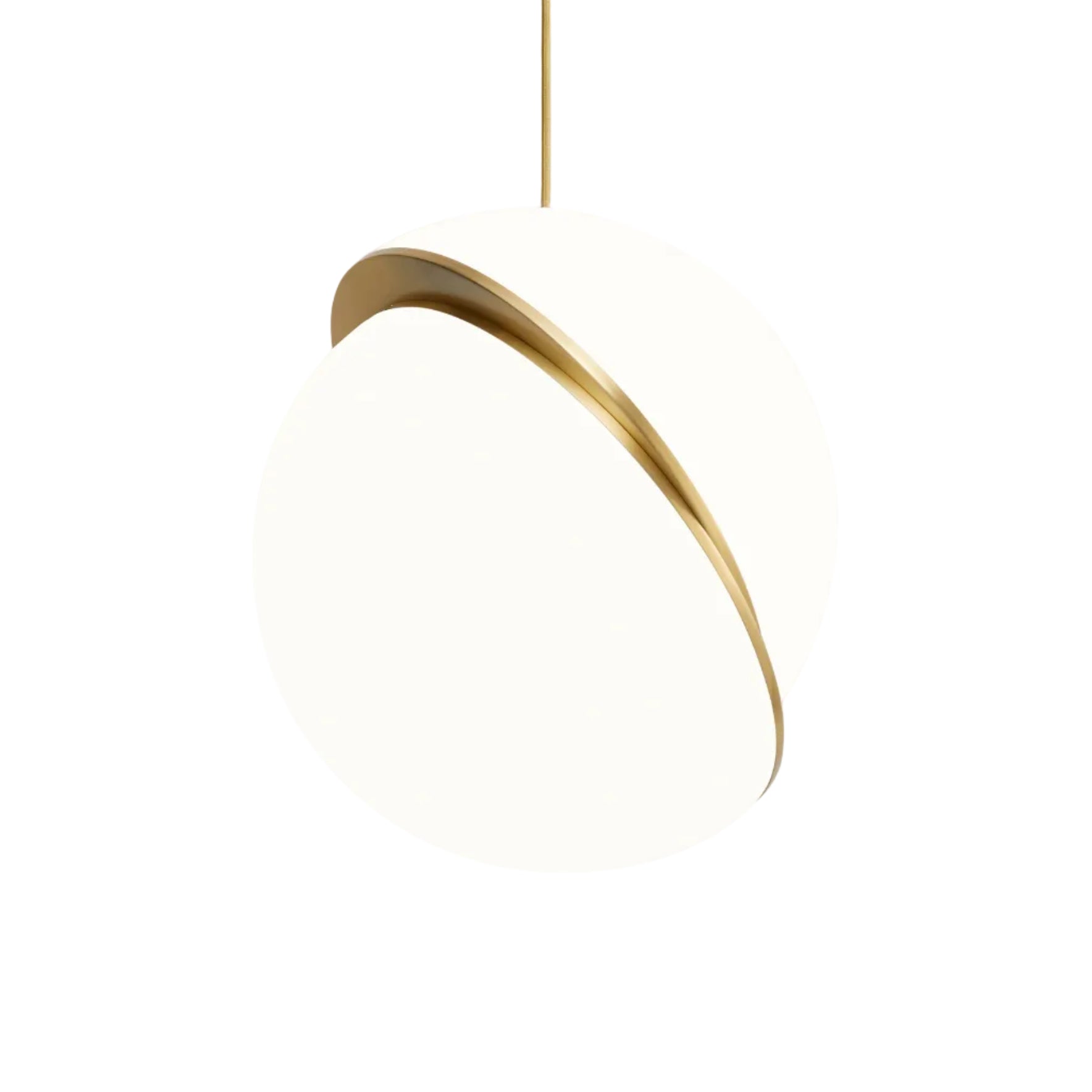 Hanglamp CRESCENT met opalen glazen kap en messing.