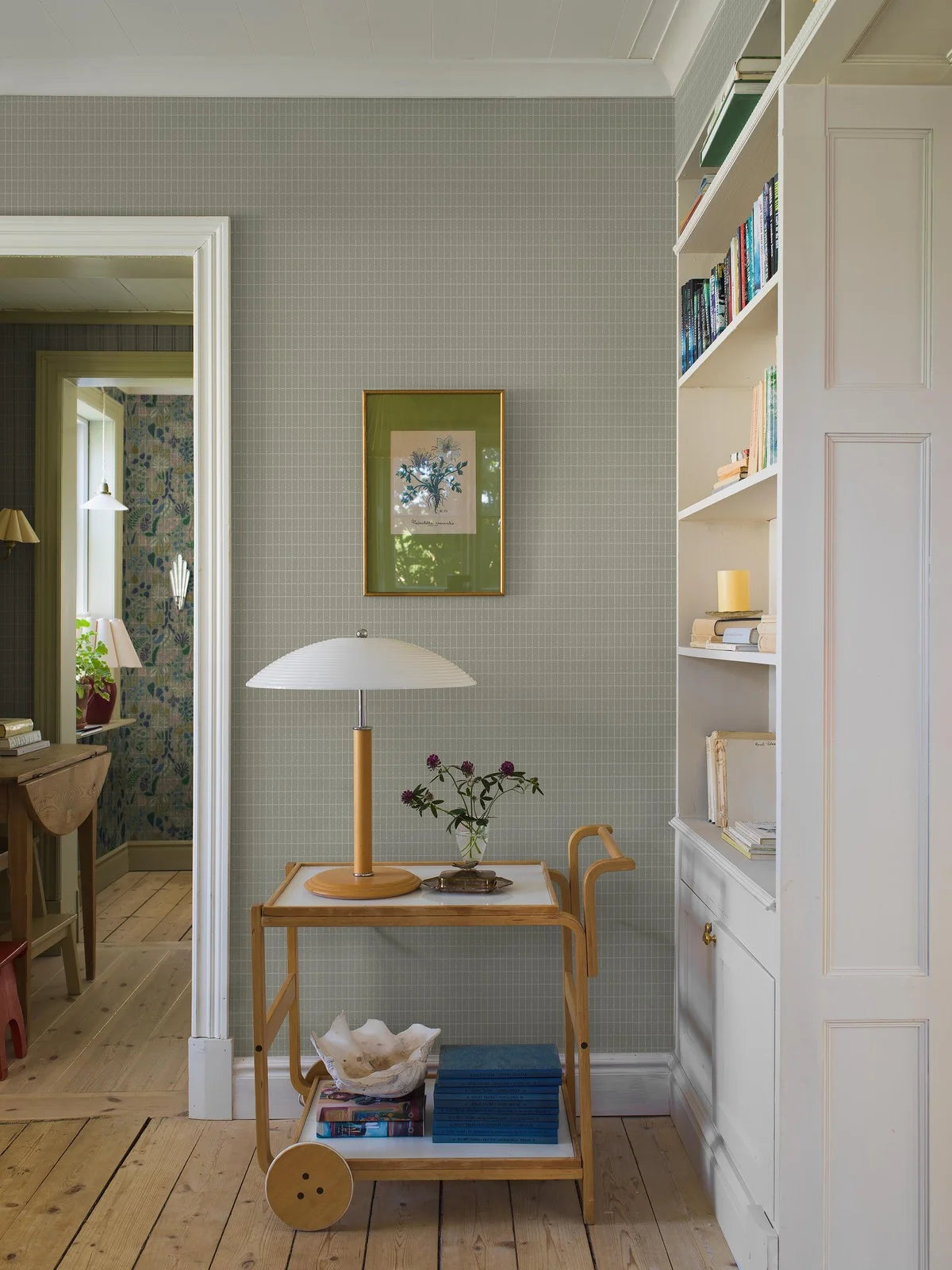 Geometrisch patroon behang in ruit ALVAR AALTO M.I.T groen