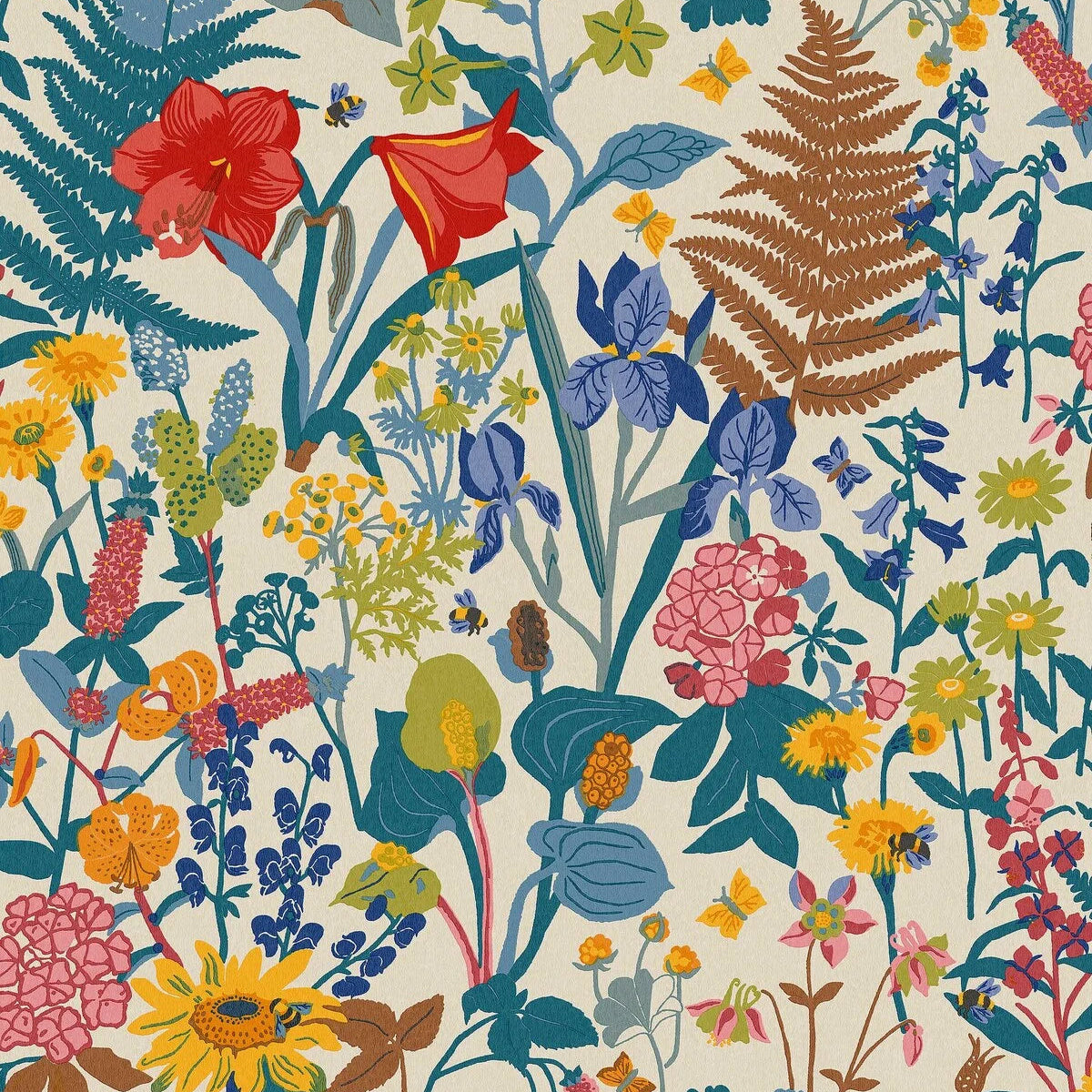 Beige wandtapijt met plantaal motief STUGRABATT in blauw