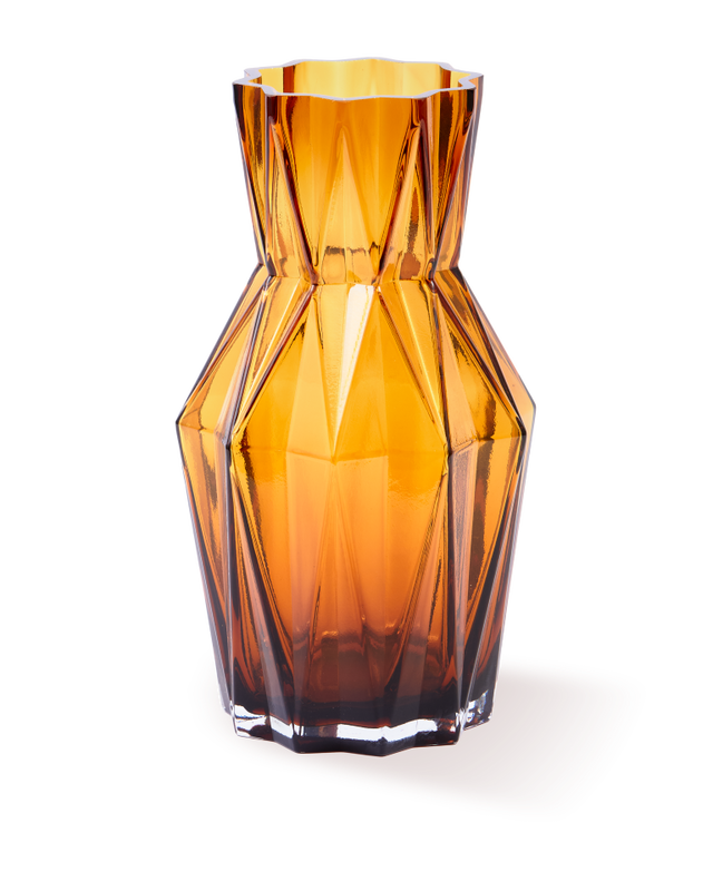 FOLDS GLASS amber vase