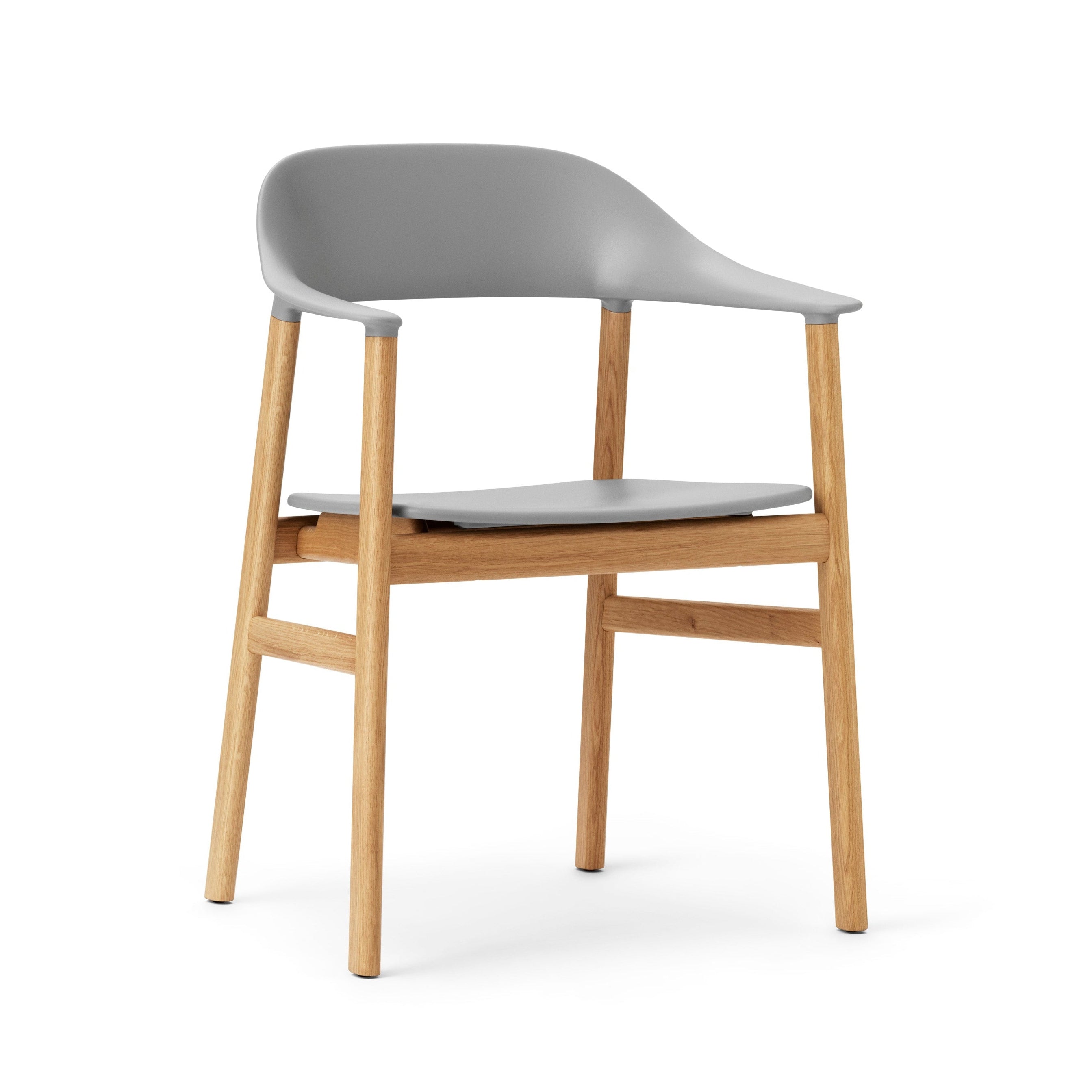 Stuhl mit Armlehnen Herit Grey mit einer natürlichen Eichenbasis