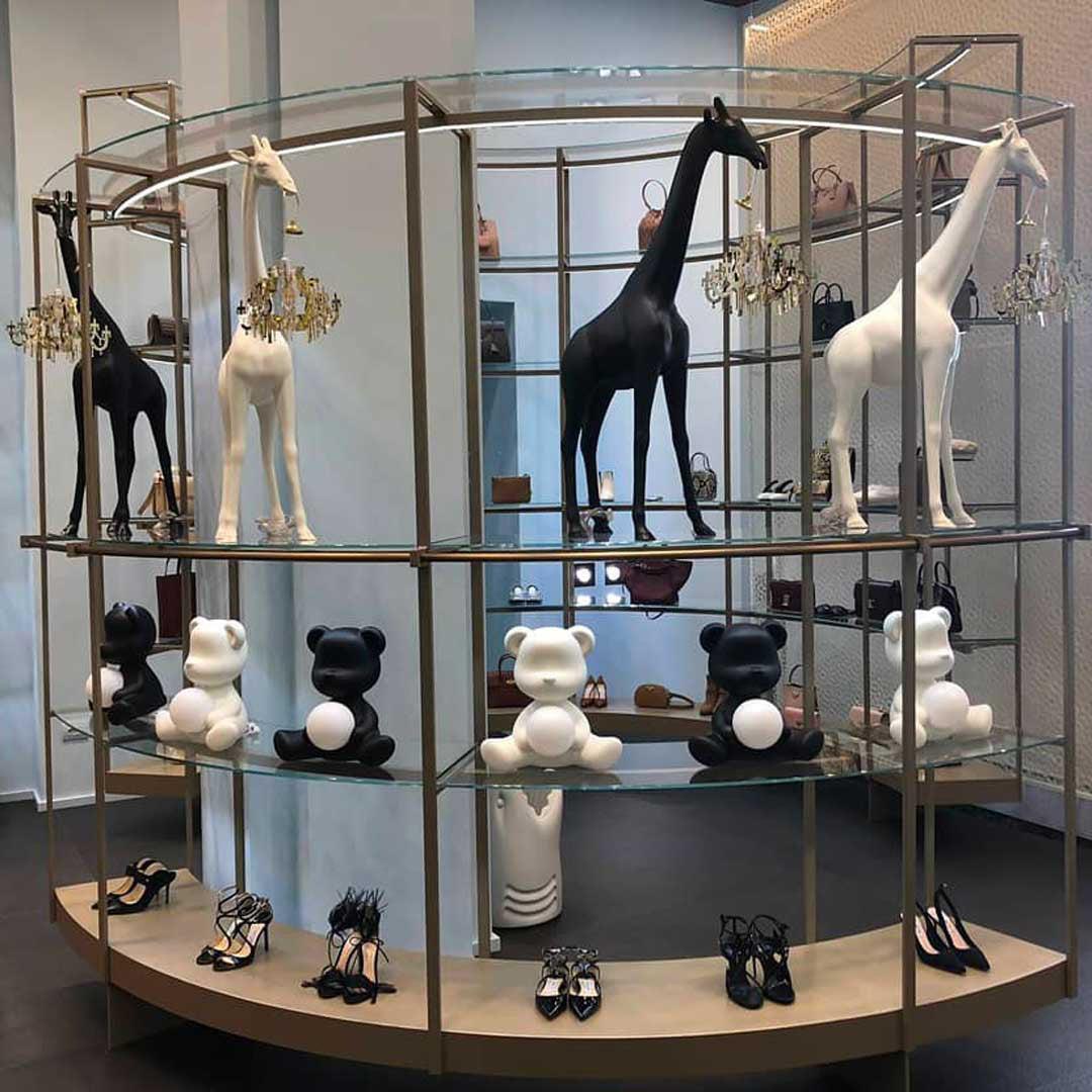 Lampa GIRAFFE IN LOVE M biały z czerwonym kloszem