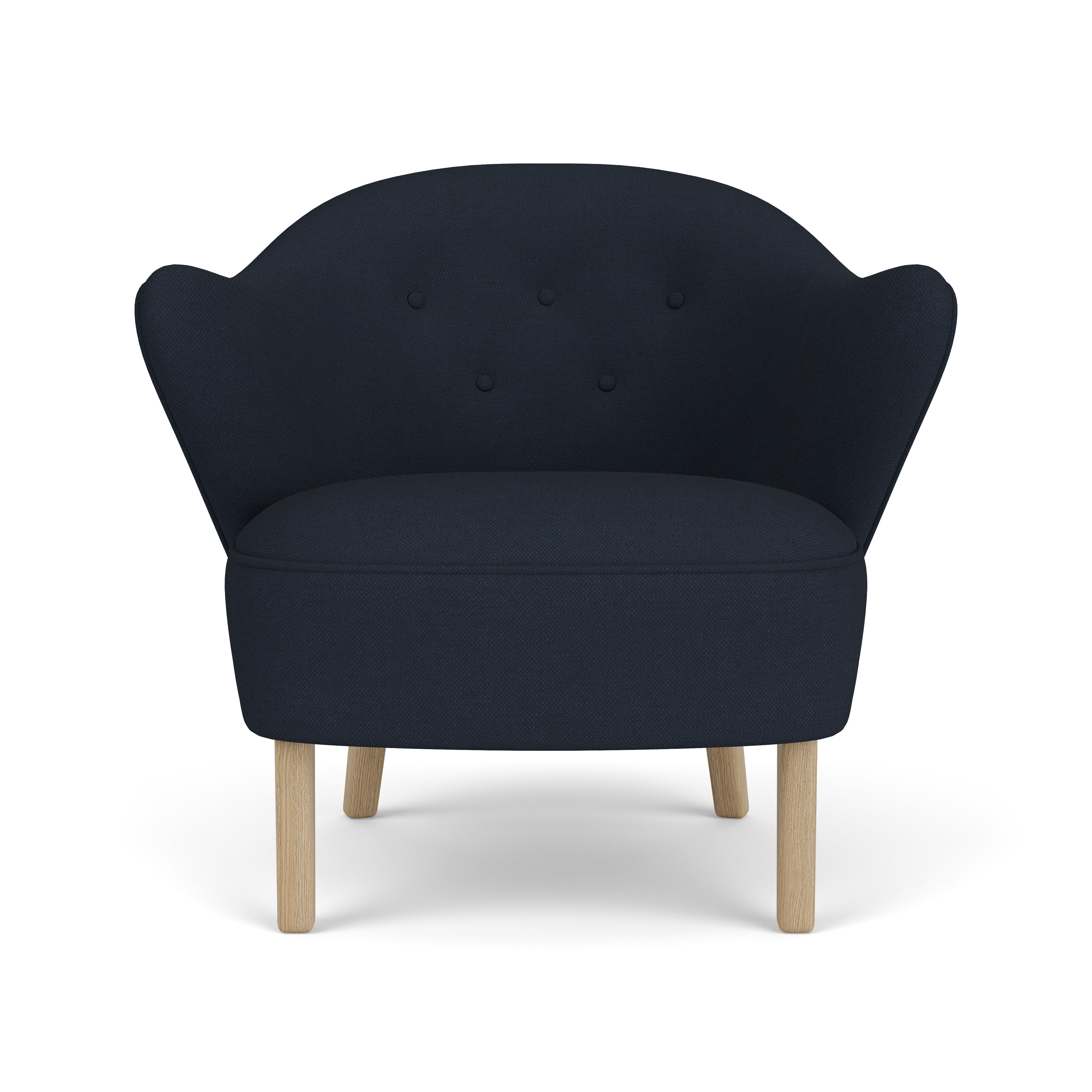INGEBORG armchair in navy blue with an oak base