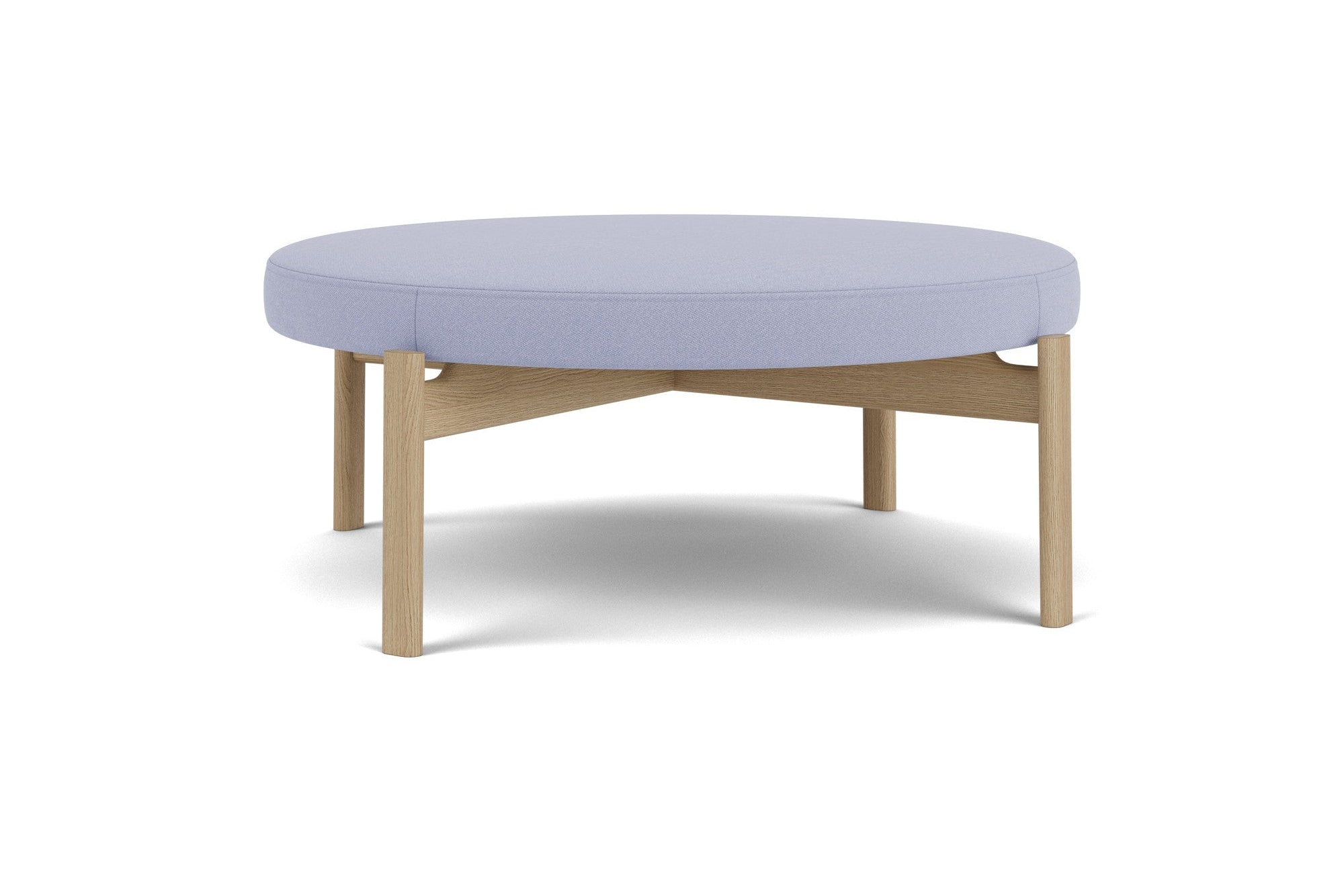 Puf PASSAGE błękitny z dębową podstawą