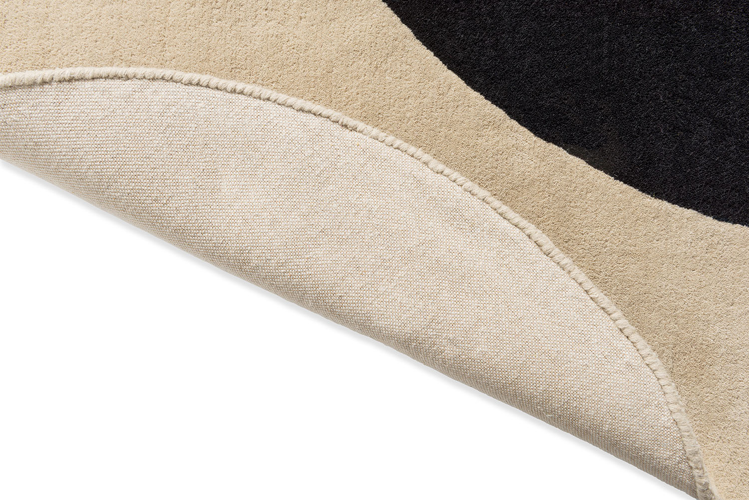 Round rug FLOWER SPOT ecru with black