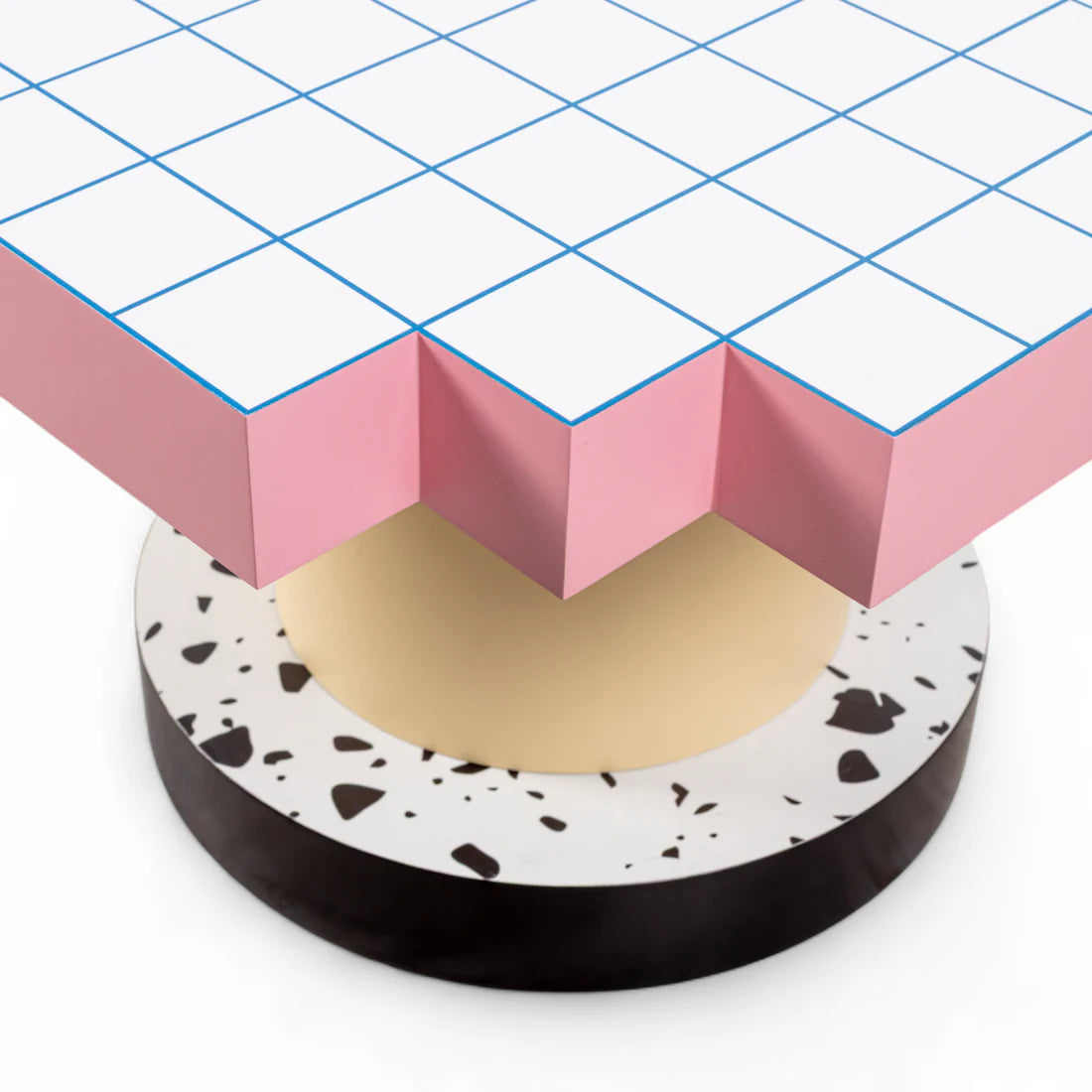 Stolik kawowy SUPERCOFFEE BLUE GRID różowy z żółtym