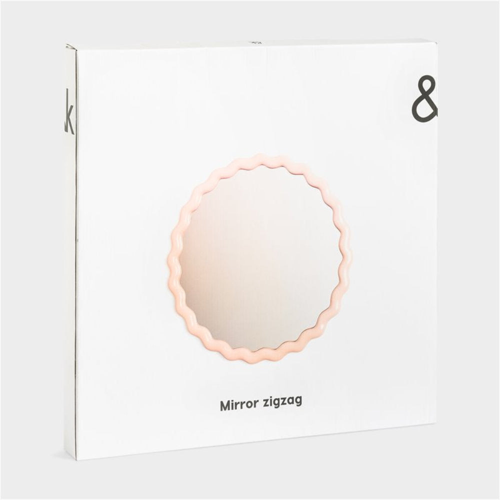 Rundes ZIGZAG-Spiegel in Rosa