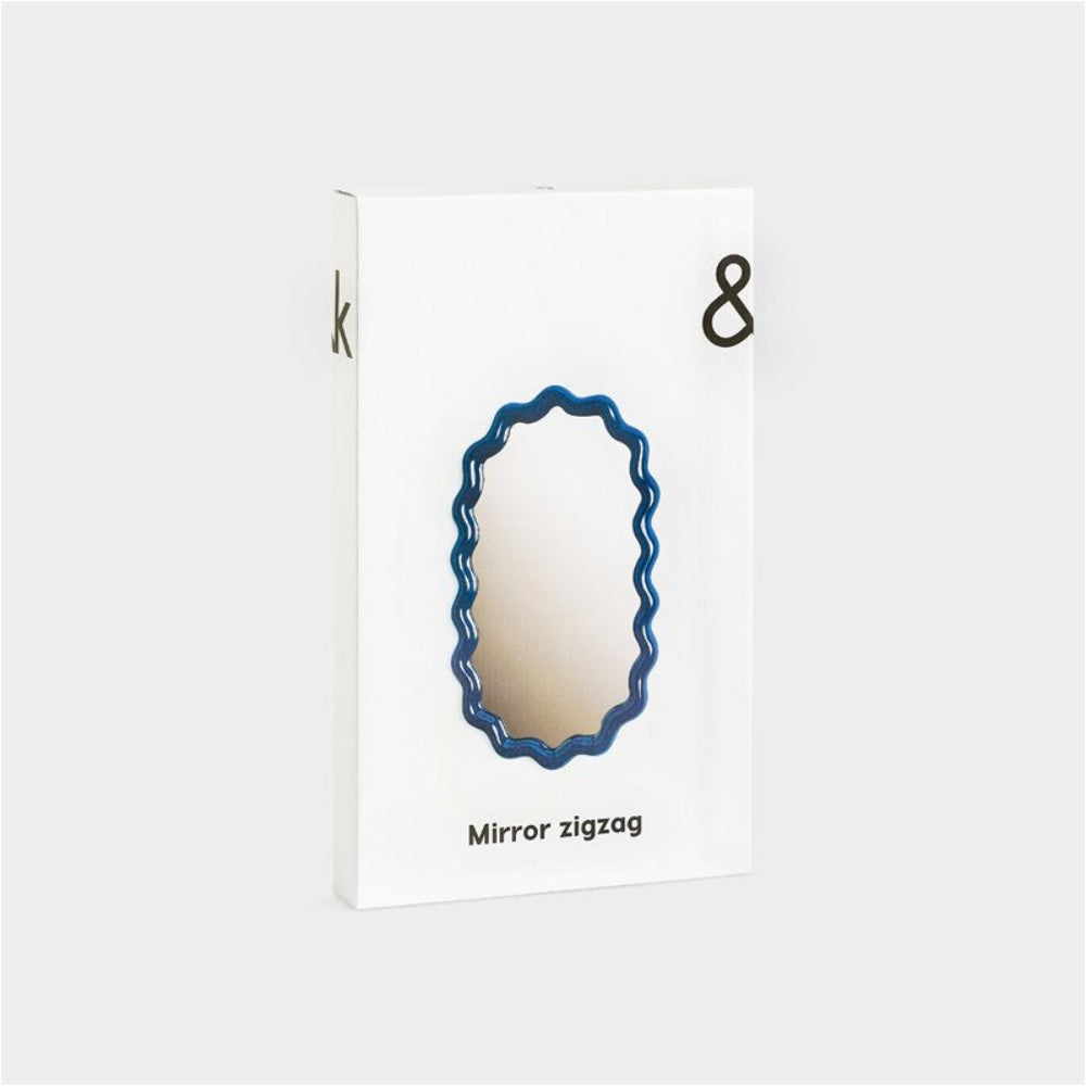 Zigzag Blue Oval Mirror