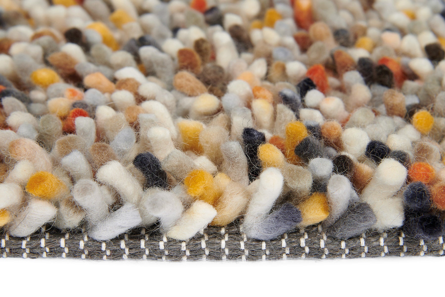 Teppich DOTS orange-creme mit langem Flor