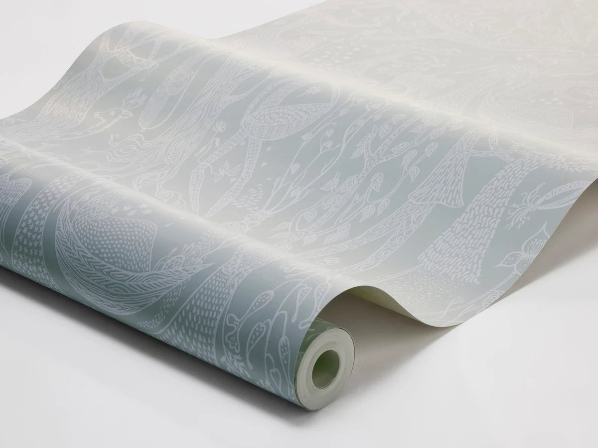 Tapete mit ethnischem Muster POEME D'AMOUR in Salbeigrün