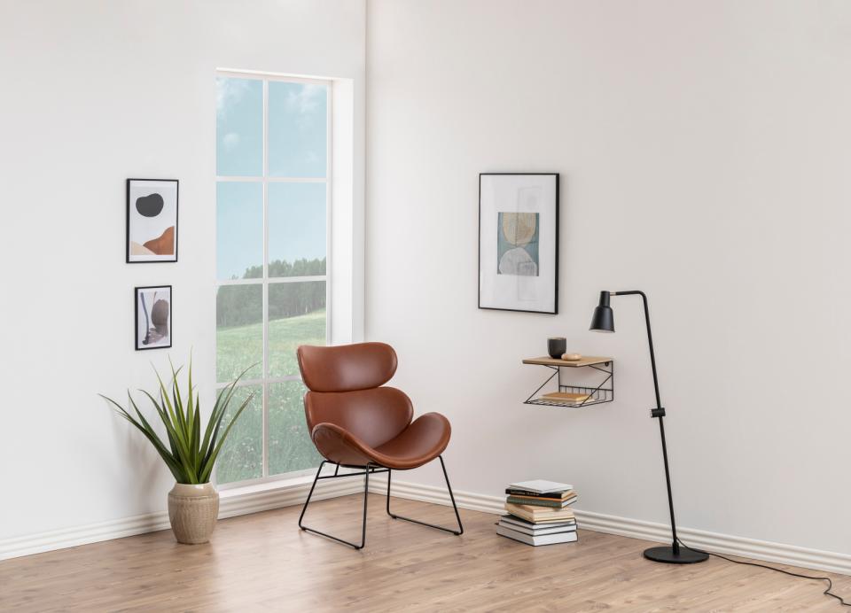 Fotel CAZAR ekoskóra brandy z czarną podstawą – styl industrialny