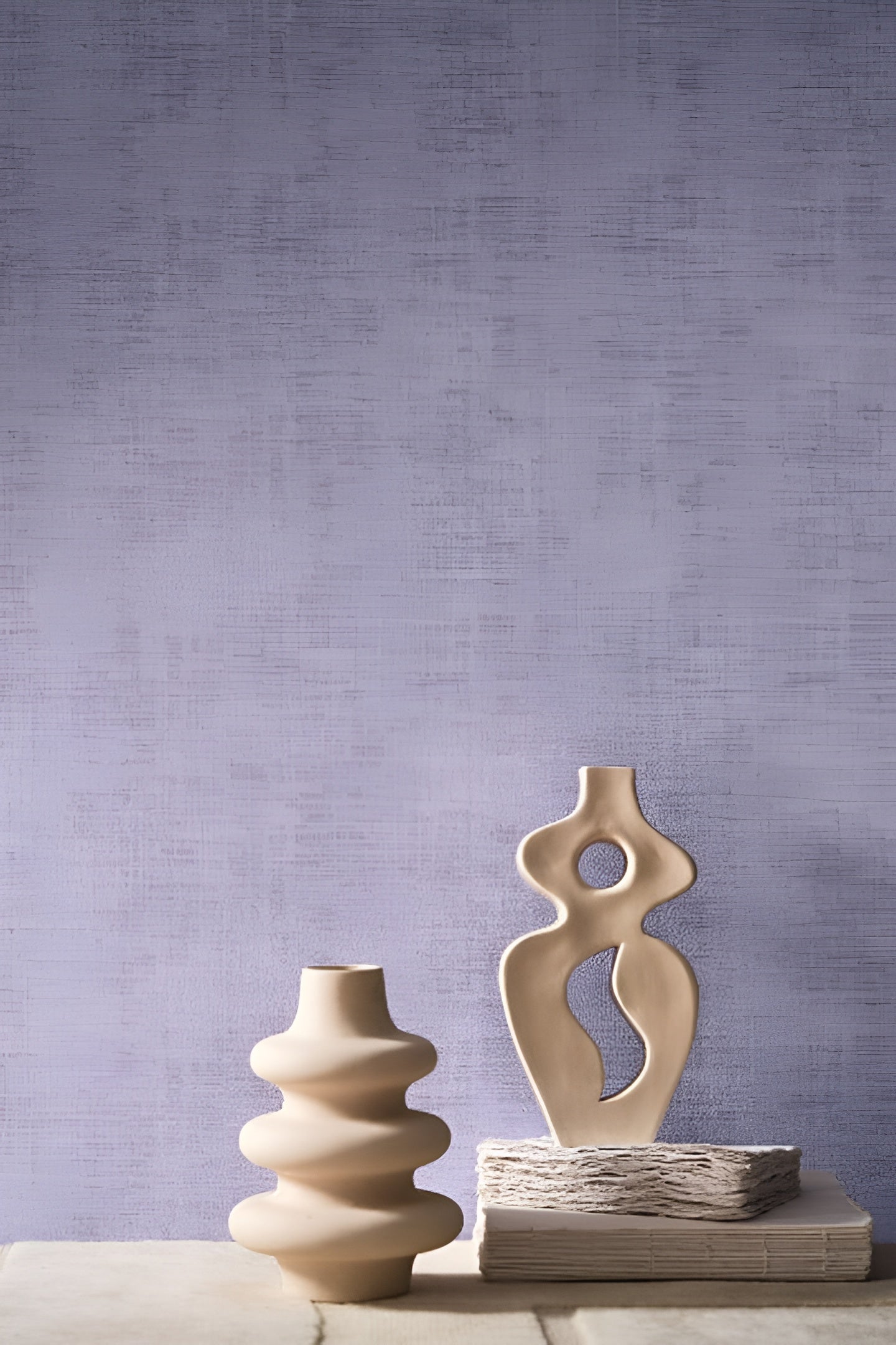 Strukturierte Tapete, die abgewetztes Leinen imitiert JOHARA - ASH GREY grau