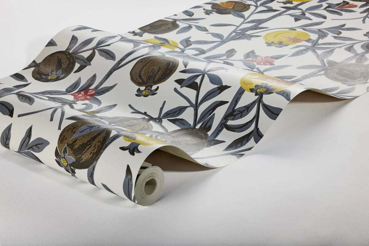 Fruit Pattern Wallpaper GRANATAPPLE White with Brown