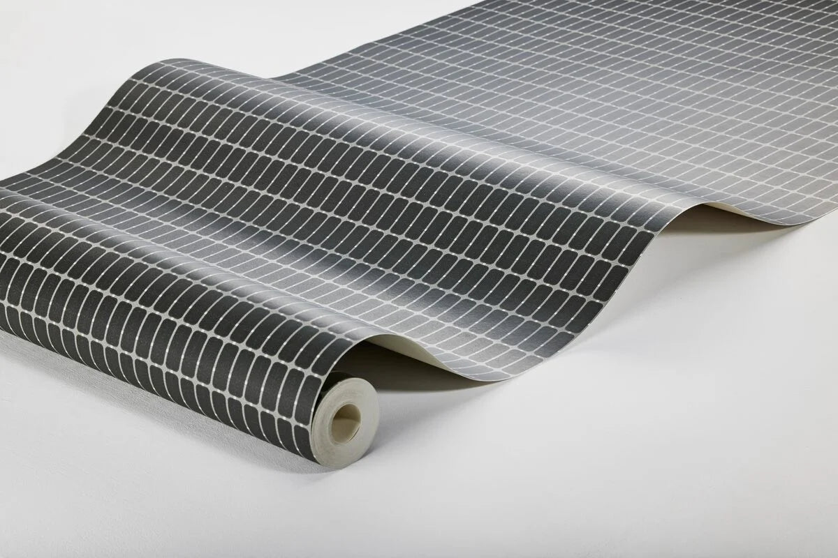 Papieren vliesbehang met ruitpatroon ALVAR AALTO M.I.T grafiet