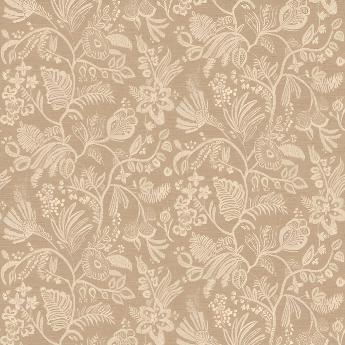 Strukturierte Tapete mit floralem Motiv aus Blumen und Blättern PASTEL beige