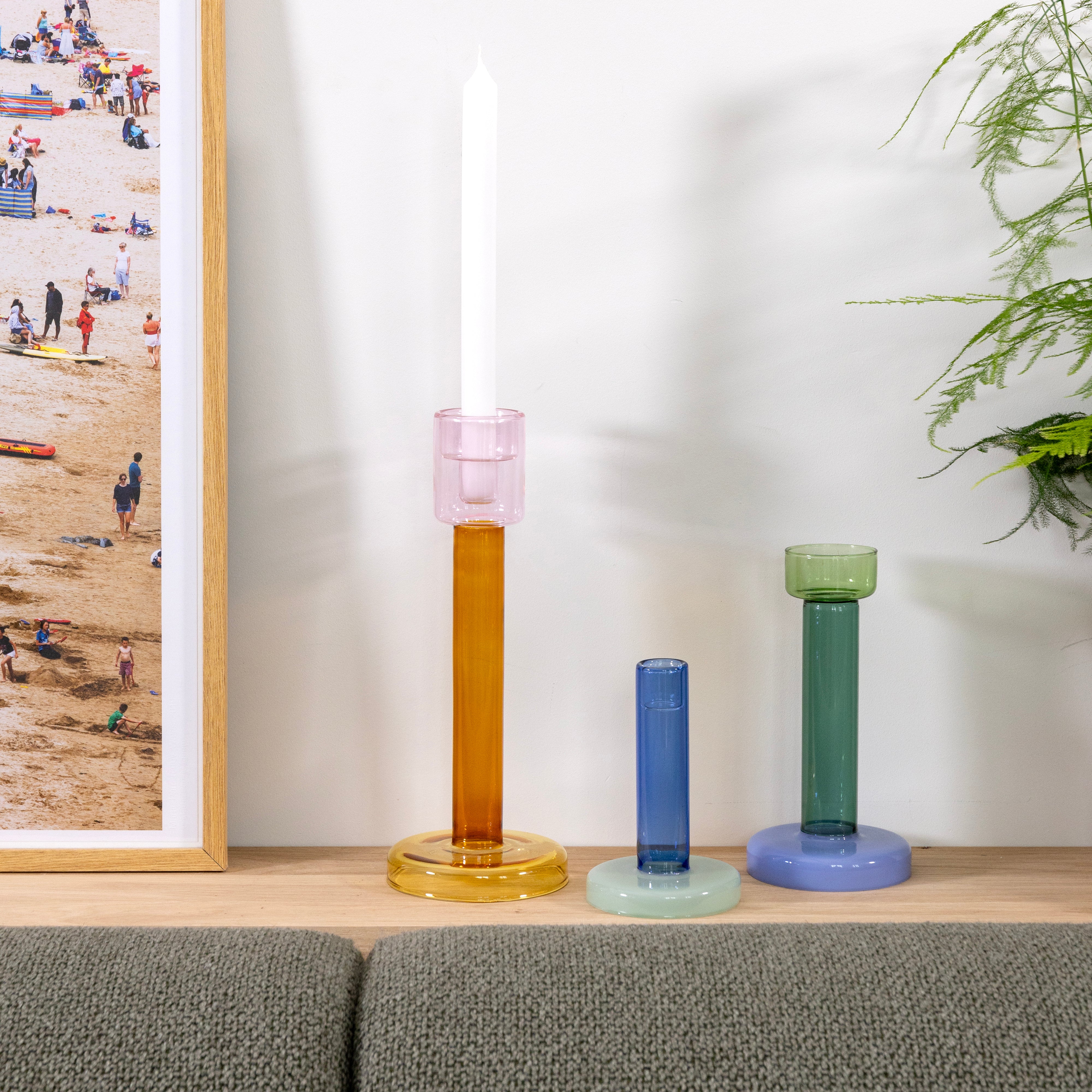 Teelichthalter BOLE grün mit lila