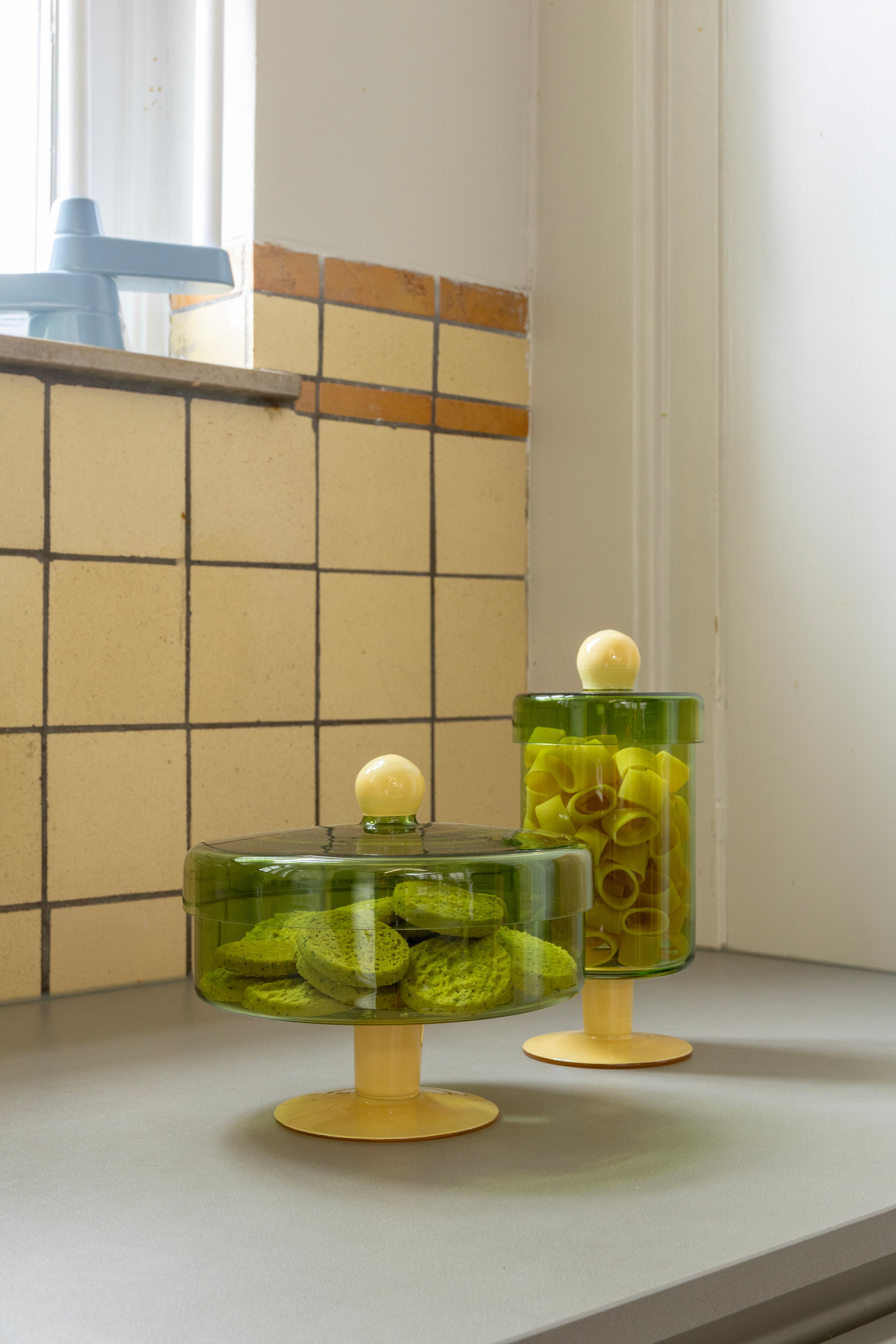 Patera met deksel DUO groen met geel