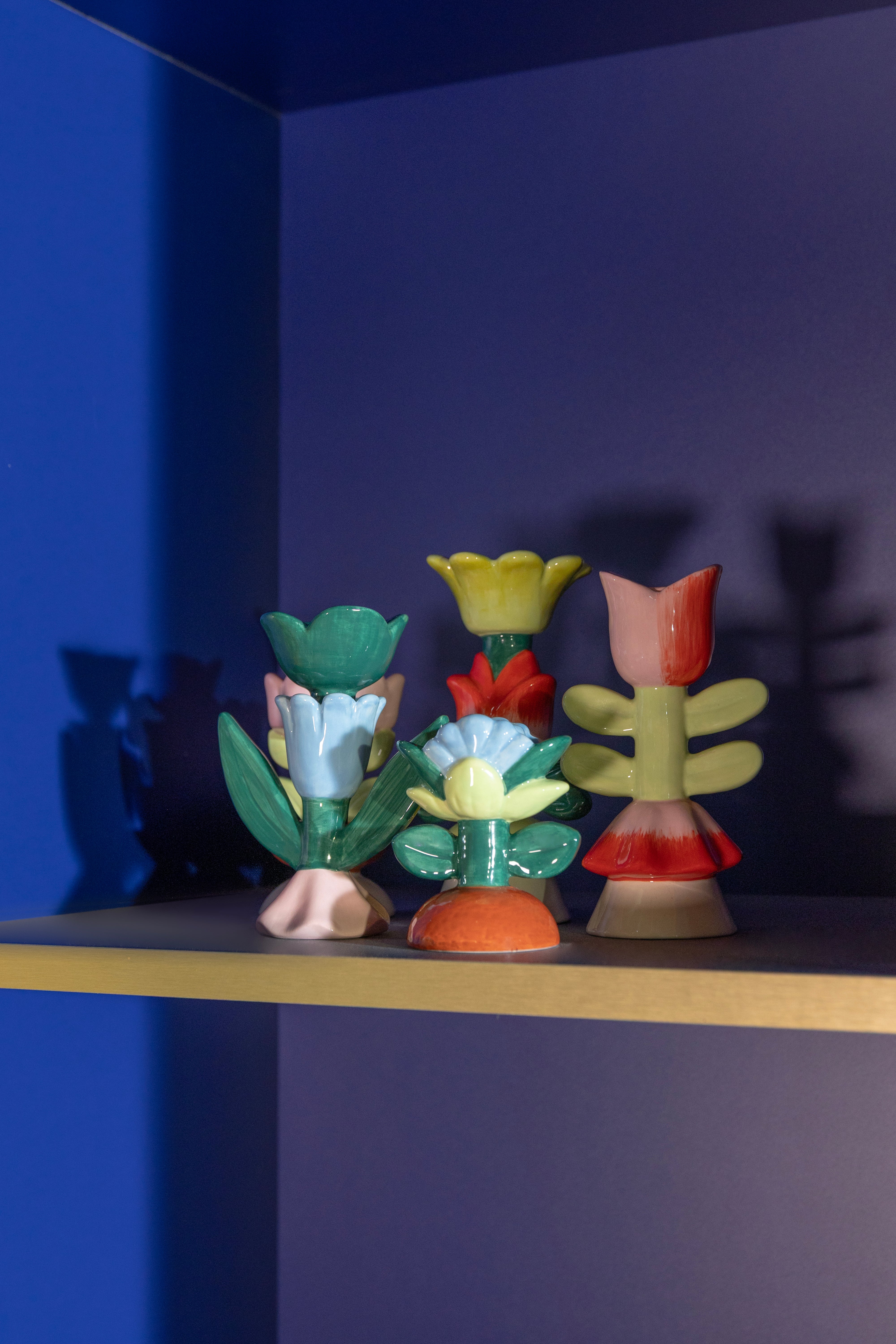 BLUME Candle Holder Green with Red and Pink