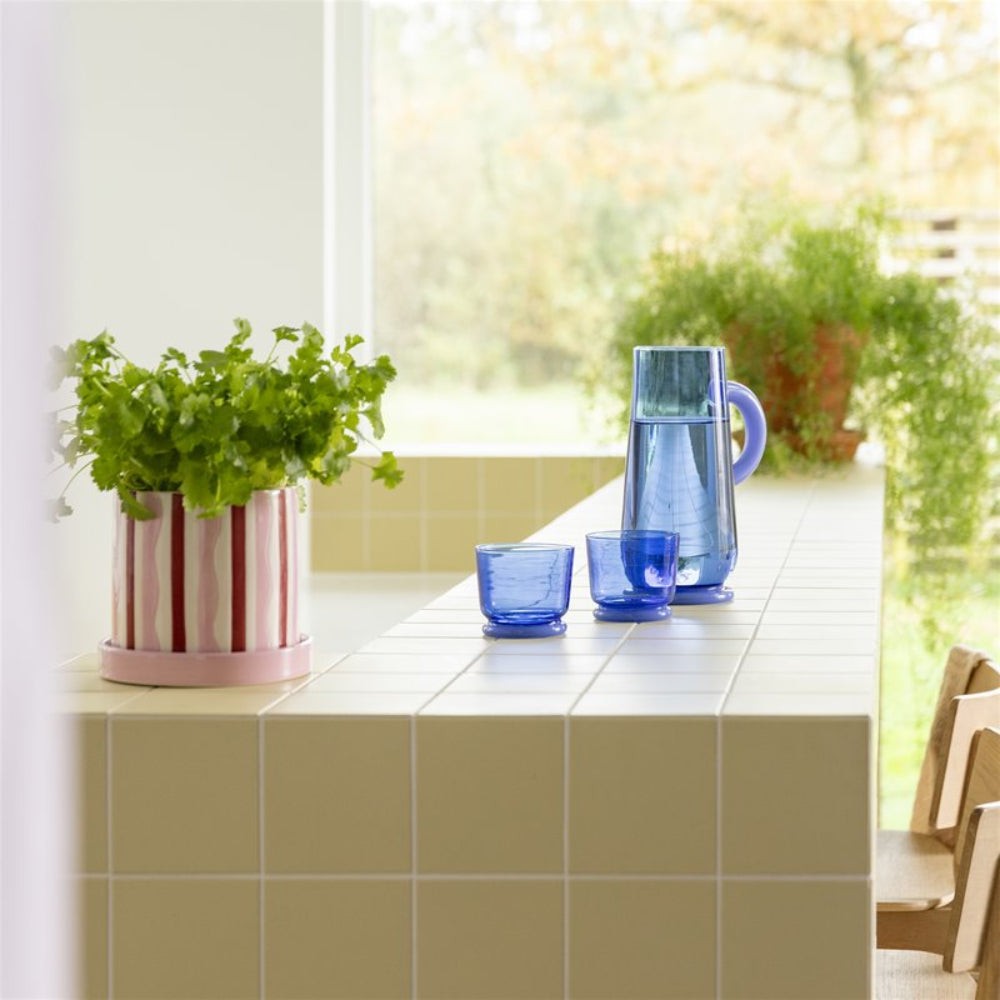 Bloempot CLASH WIGGLE roze met rood en wit