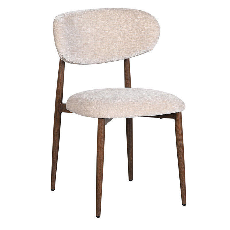 Beige JAPANDI stoel met een donkere houten basis