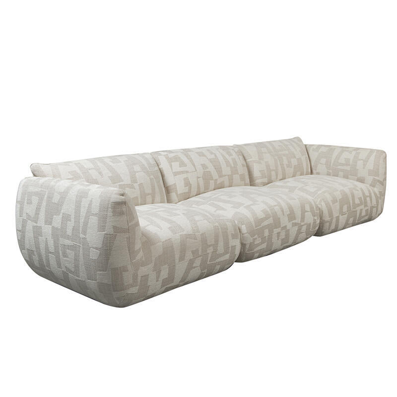 Sofa für 4 Personen AMSTERDAM in hellem Beige mit Muster