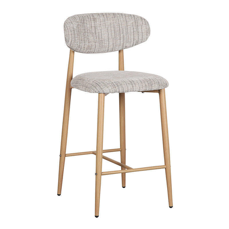 Hocker JAPANDI grijsbeige met houten basis