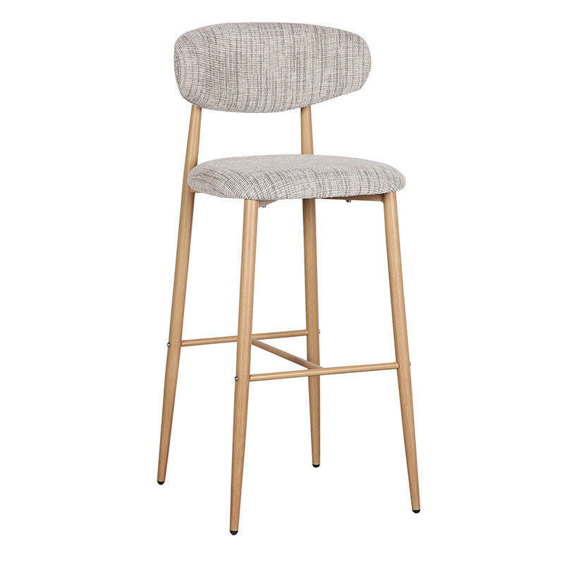 Hocker JAPANDI grijsbeige met houten basis