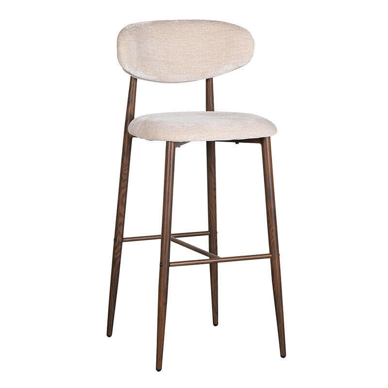 Beige JAPANDI Stool with Dark Wooden Base