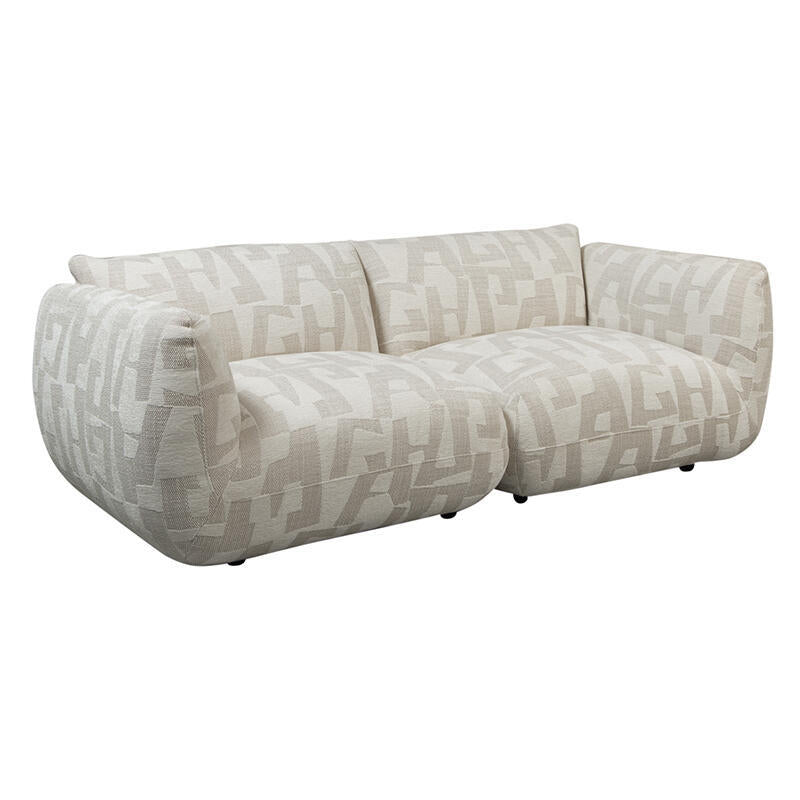 Sofa für 2,5 Personen AMSTERDAM in hellem Beige mit Muster
