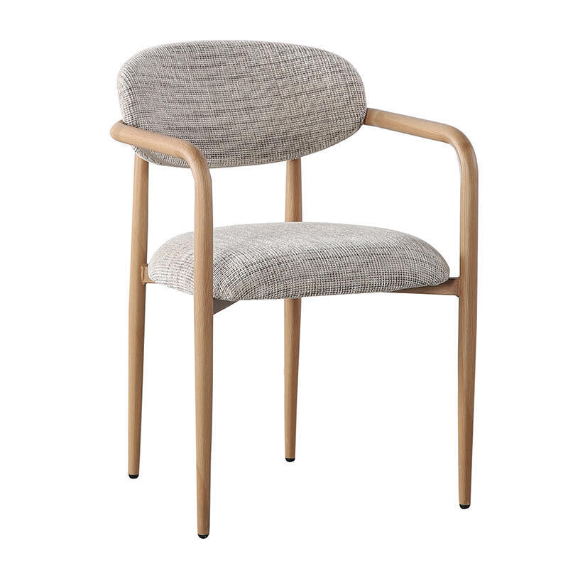Fauteuil met armleuningen SAKE grijsbeige met houten basis
