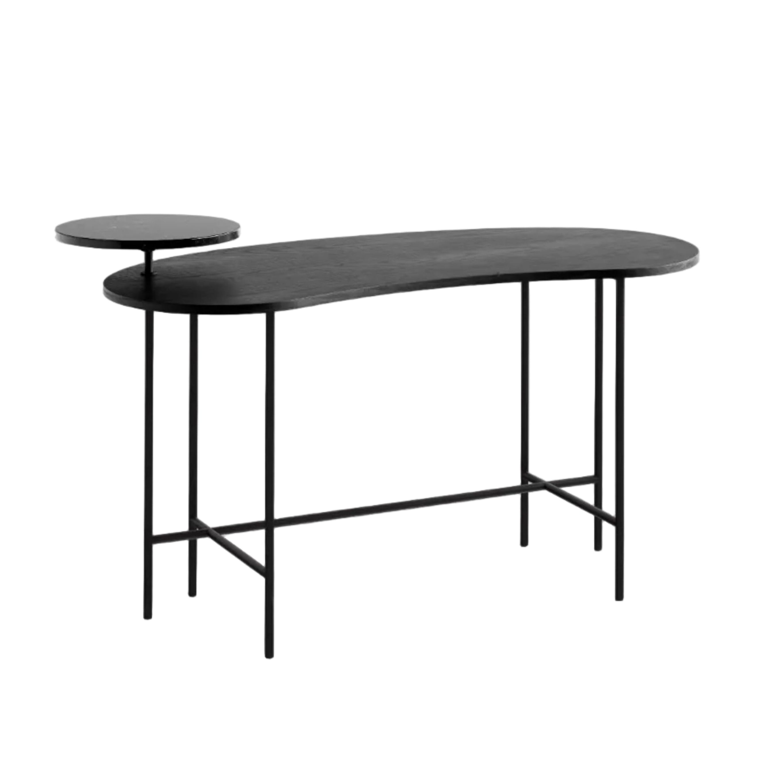 Bureau PALETTE JH9 zwart gelakt essenhout met een zwarte stalen basis