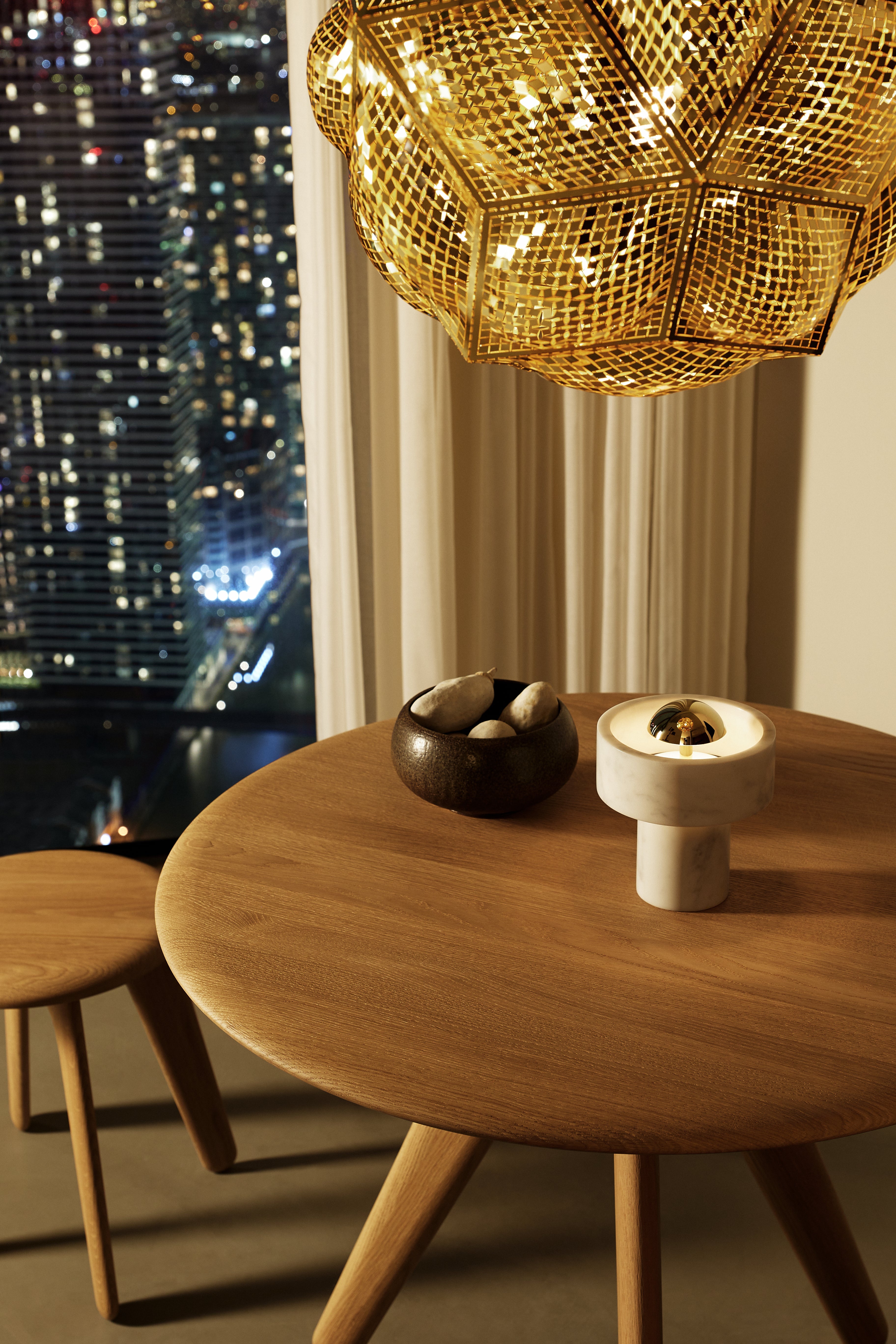 Draagbare lamp STONE van marmer met gouden afwerking