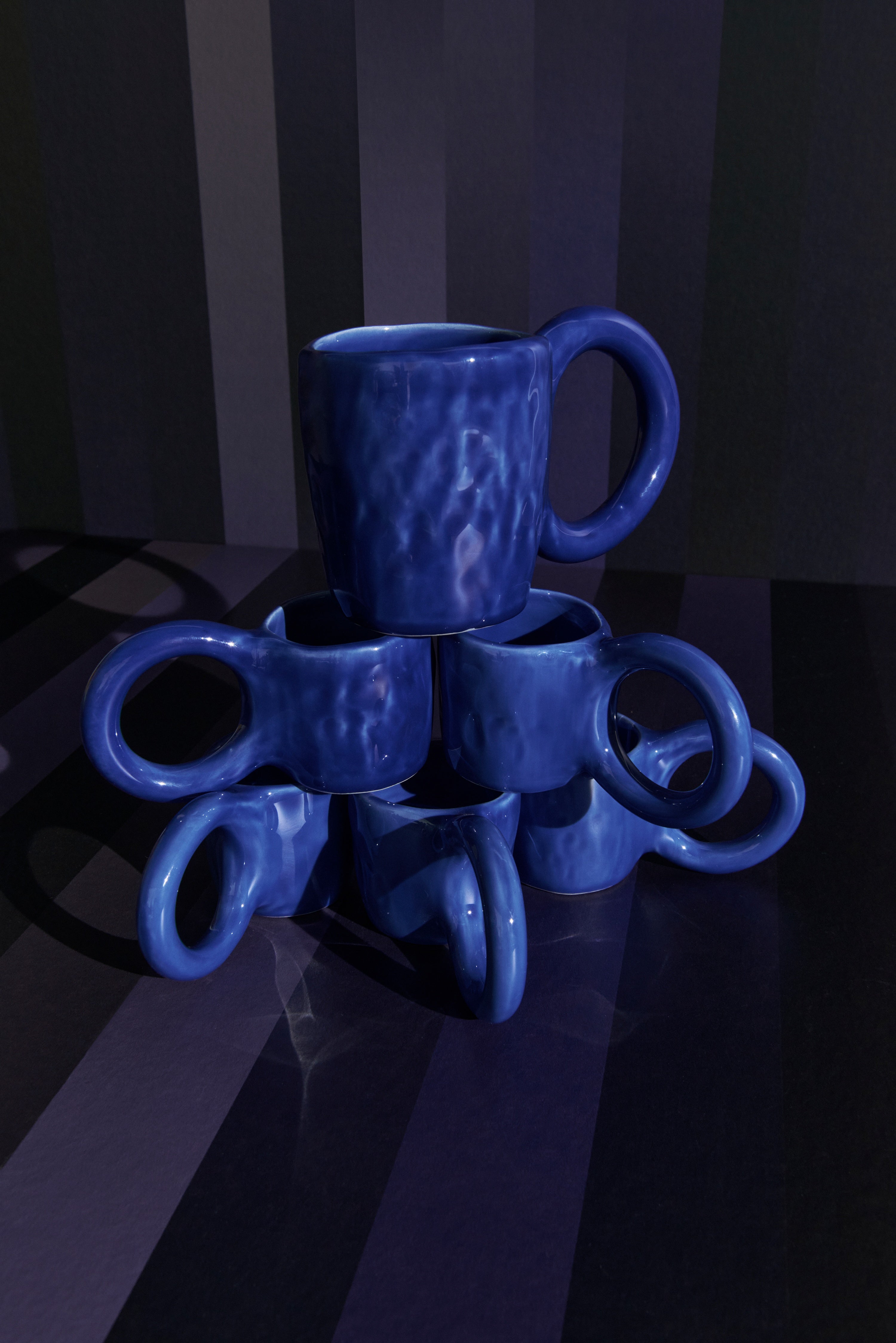 Set van blauwe espresso kopjes DONUT