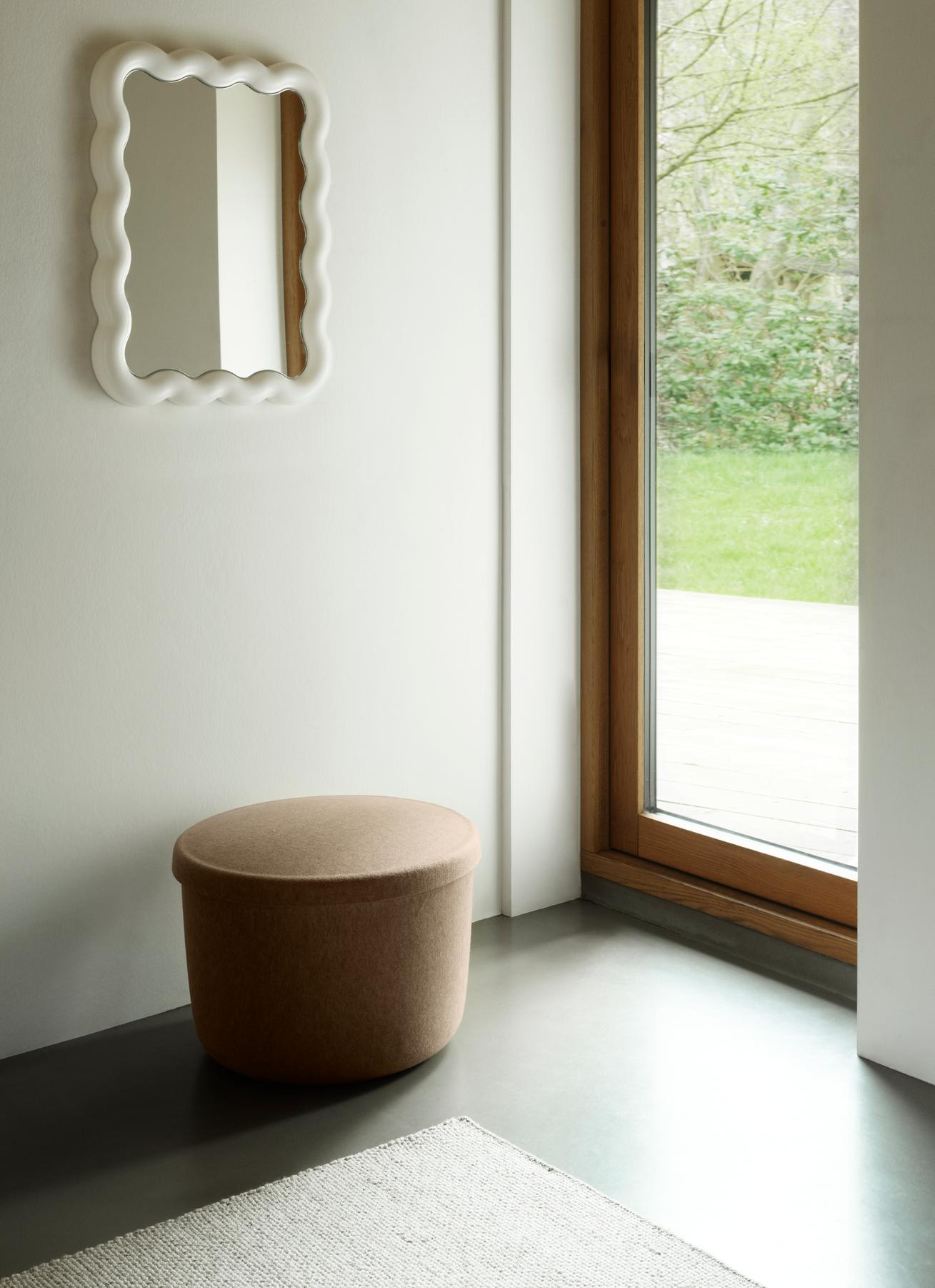 Pouf with hide gray storage