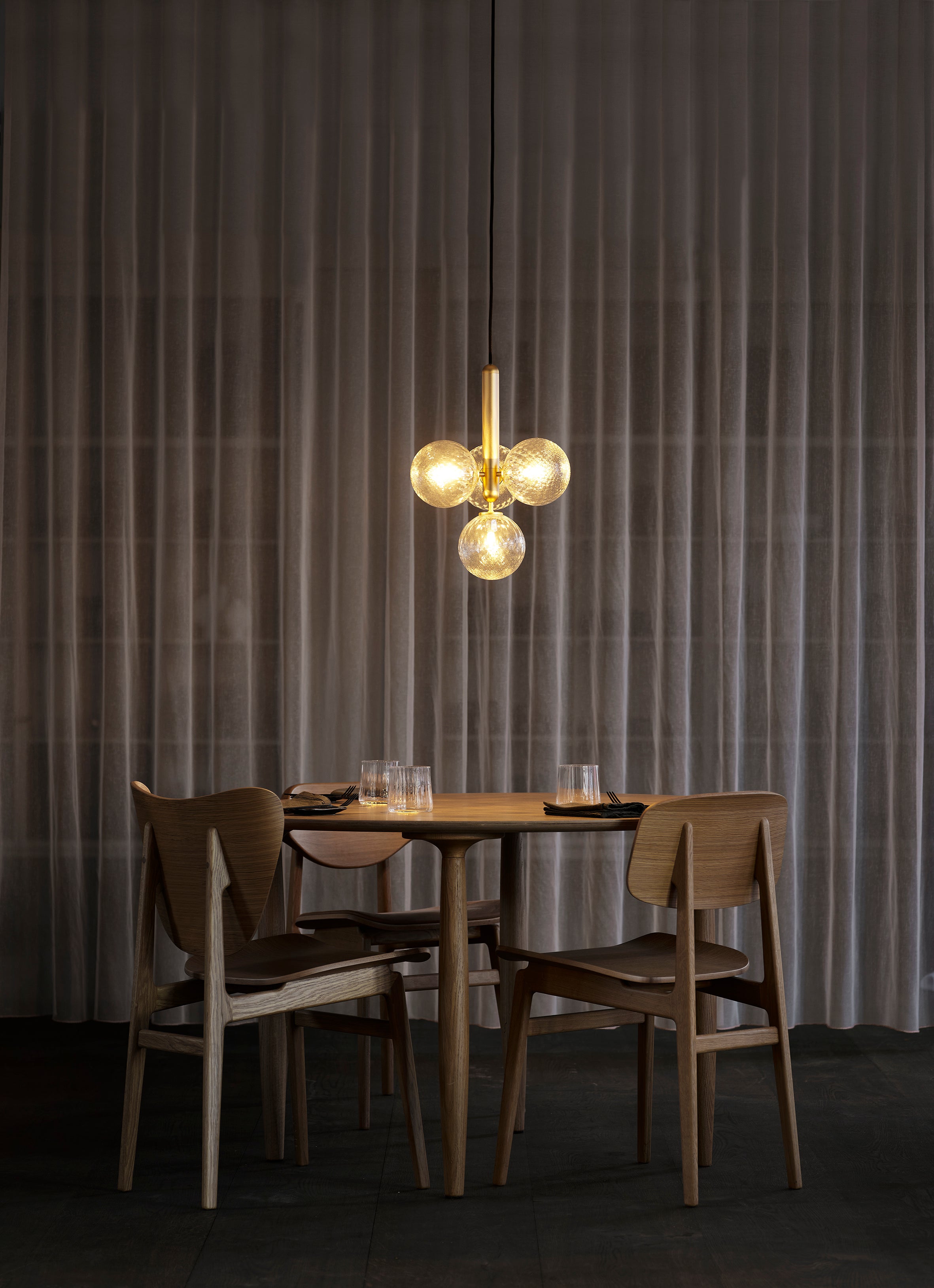 MIIRA 4 Pendant Lamp in Brass with Transparent Glass