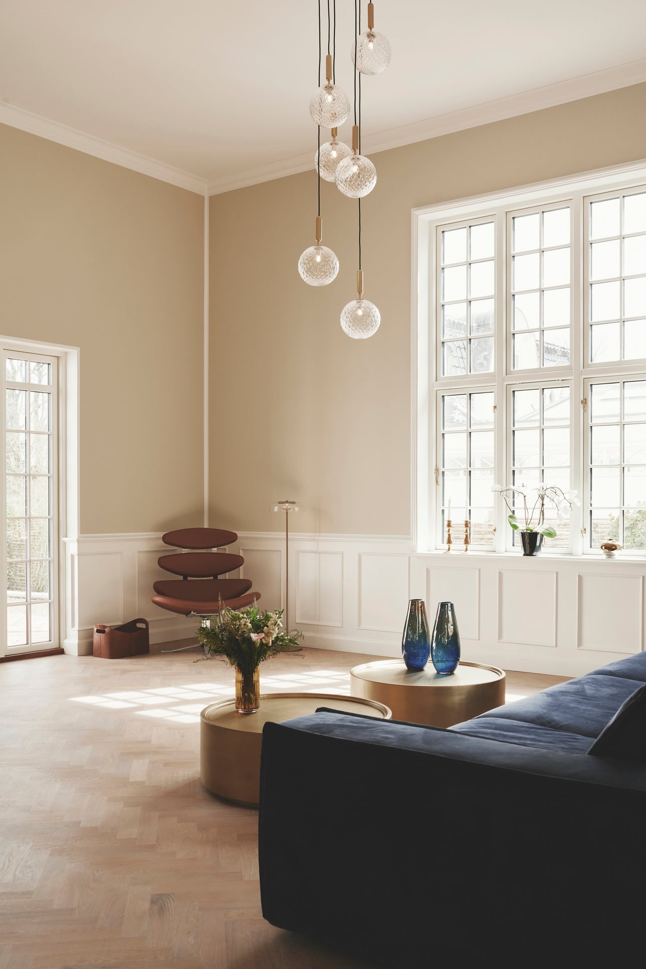 Pendelleuchte MIIRA 6 messing mit transparentem Glas