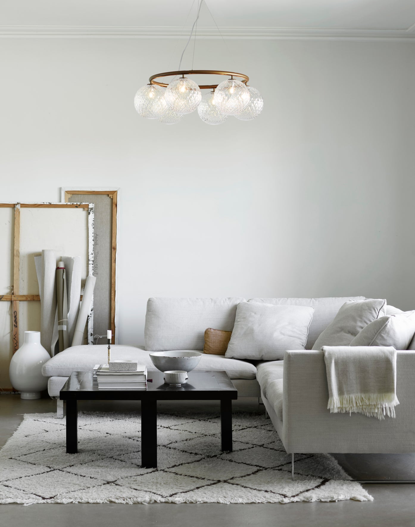 Pendelleuchte MIIRA 6 CIRCULAR dunkelbraun mit transparentem Glas