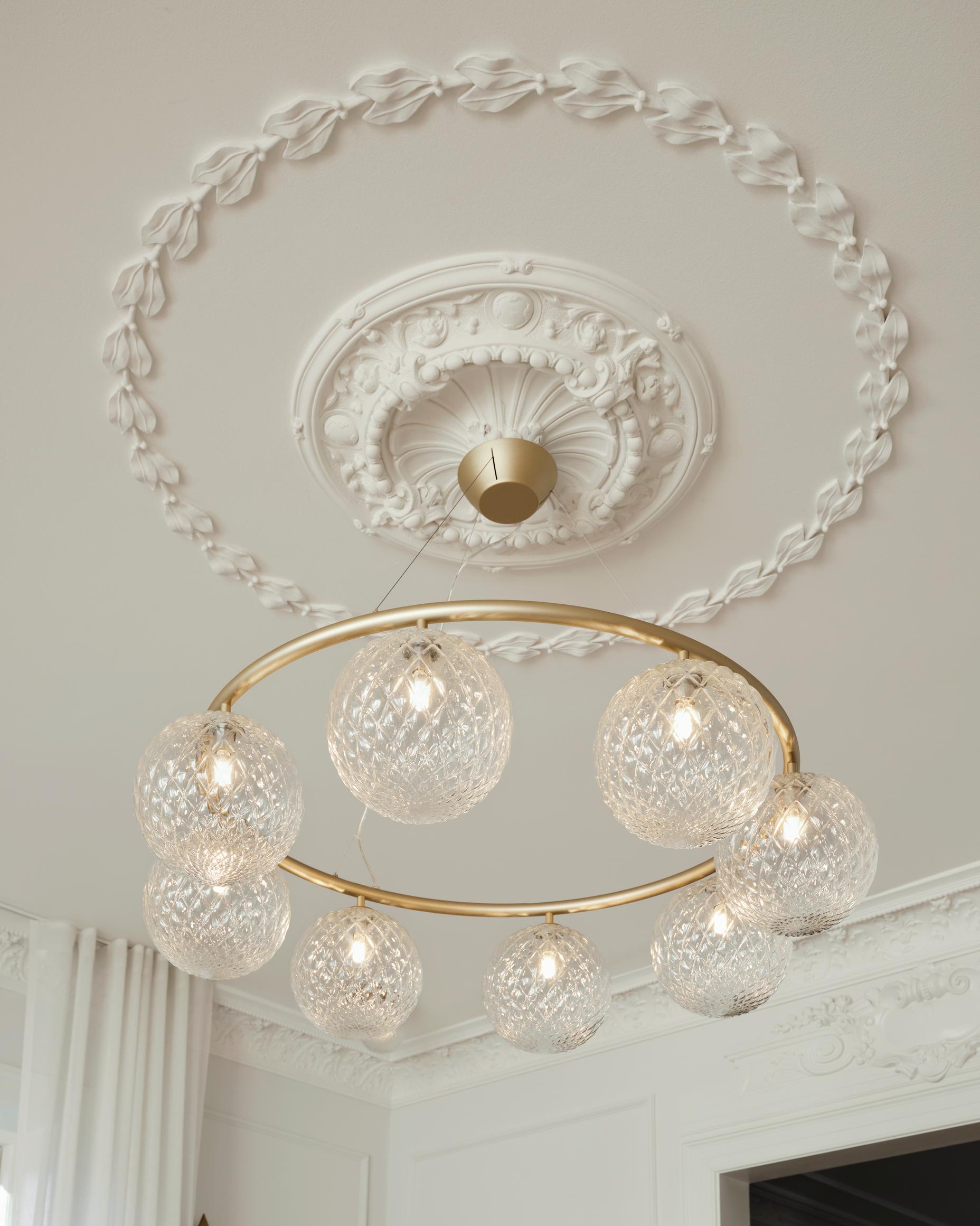 Hanglamp MIIRA 8 CIRCULAR messing met transparant glas