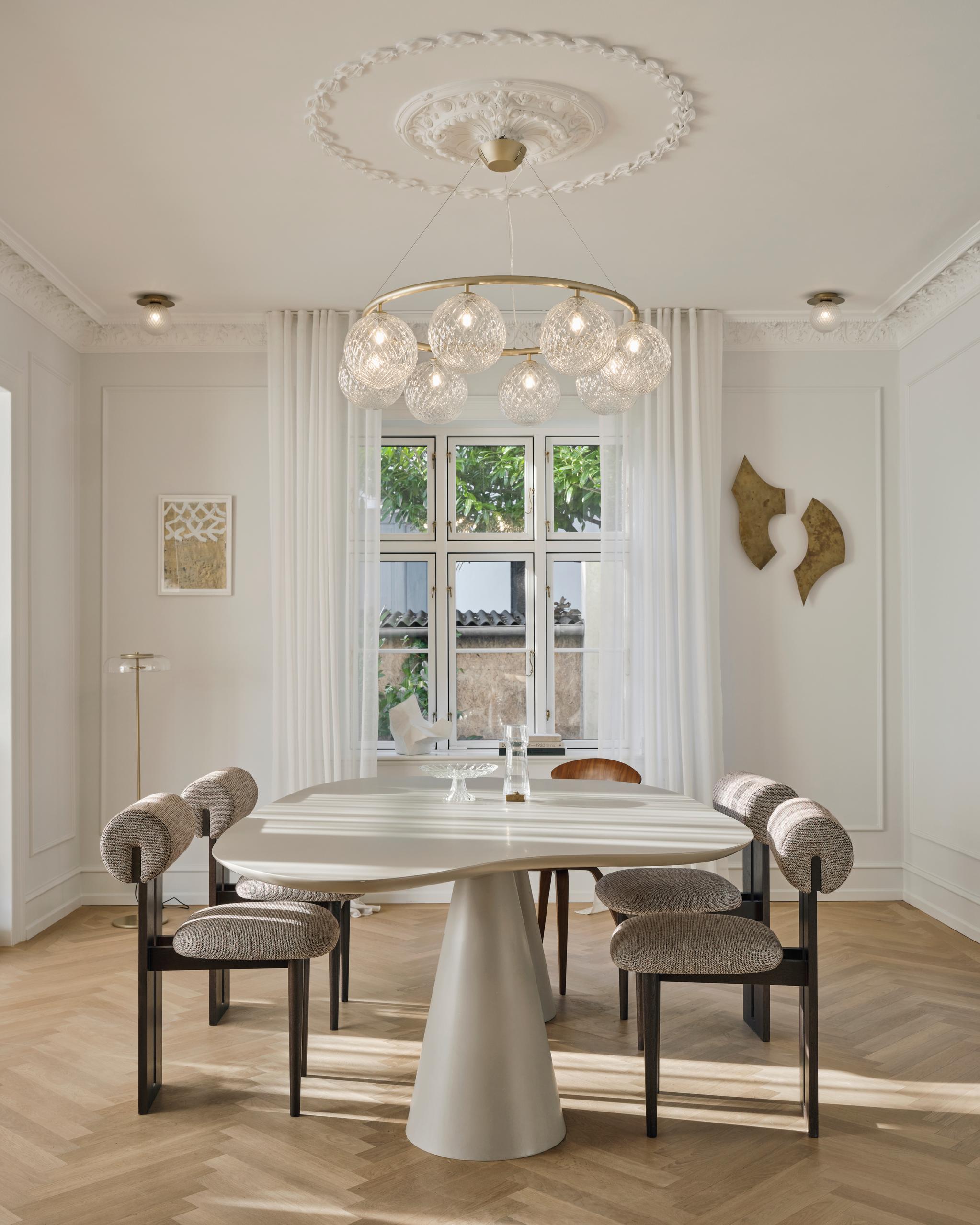 Hanglamp MIIRA 8 CIRCULAR messing met transparant glas
