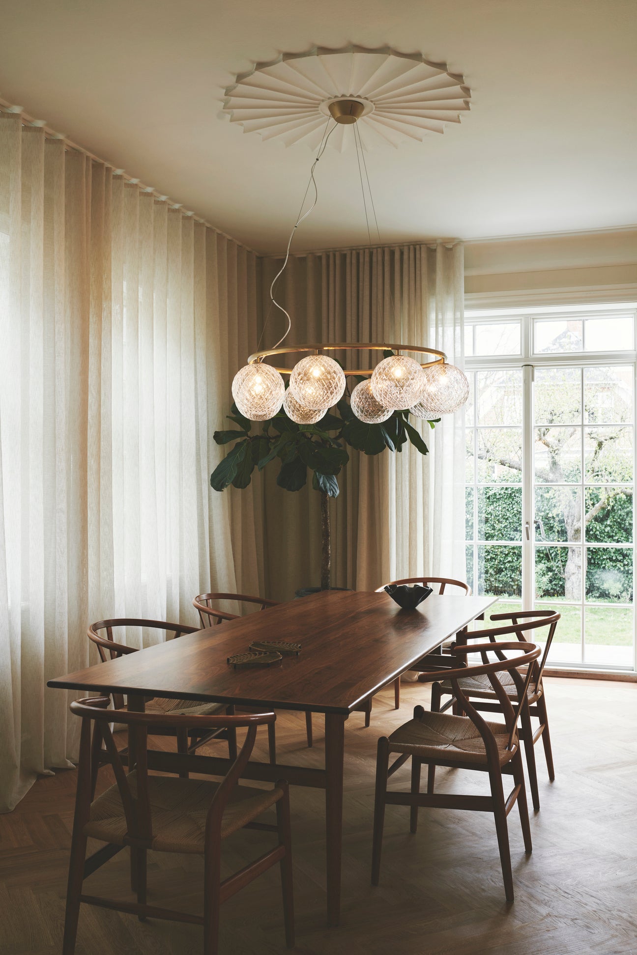 Hanglamp MIIRA 8 CIRCULAR messing met transparant glas