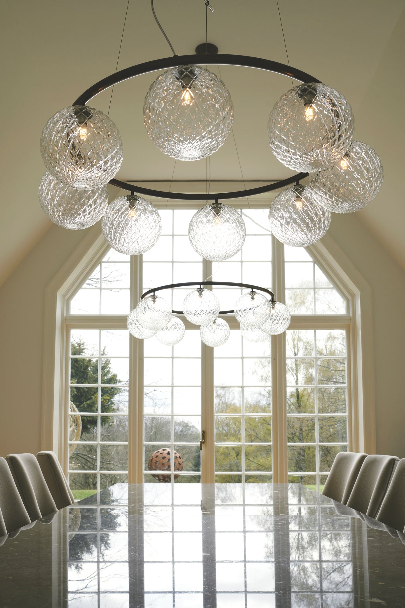 MIIRA 8 CIRCULAR Pendant Lamp Dark Brown with Transparent Glass