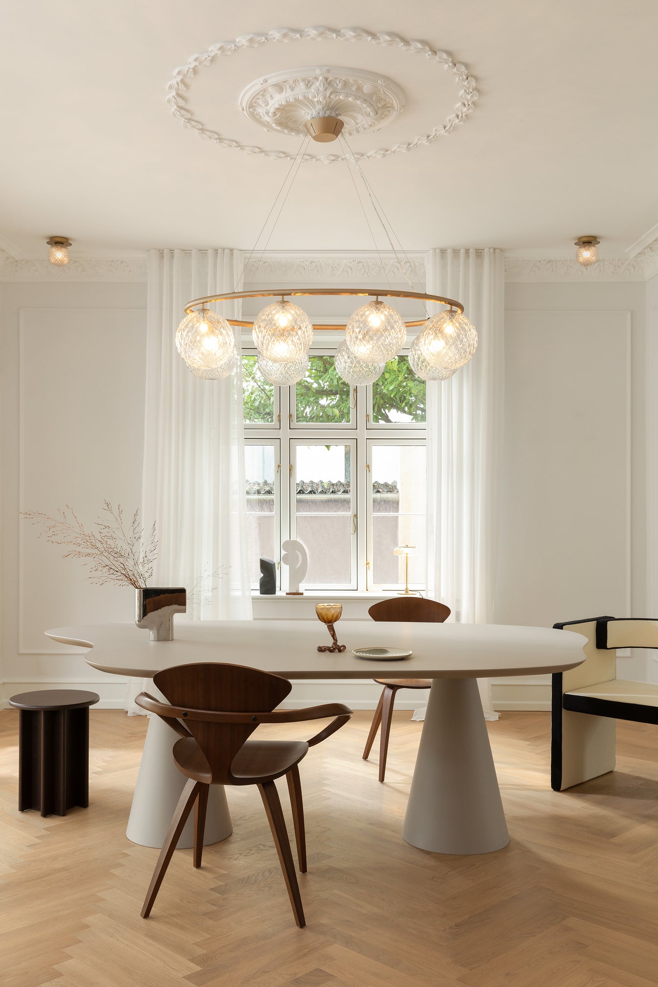 Hanglamp MIIRA 8 OVAL messing met transparant glas